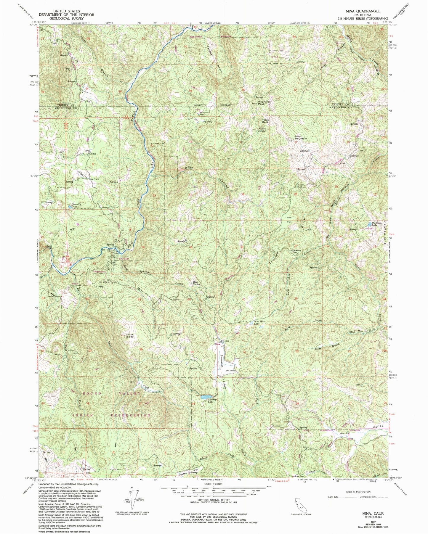 Classic USGS Mina California 7.5'x7.5' Topo Map Image