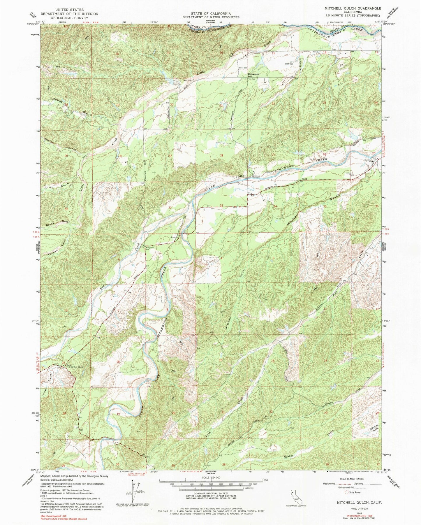 Classic USGS Mitchell Gulch California 7.5'x7.5' Topo Map Image