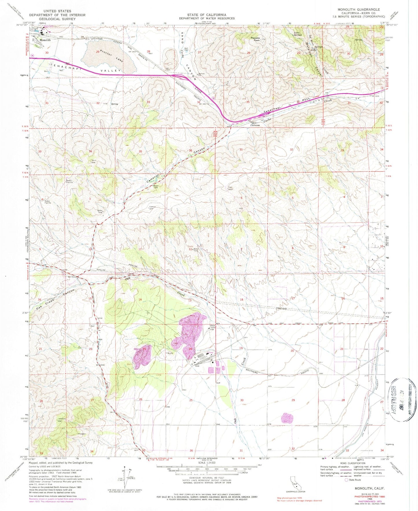 Classic USGS Monolith California 7.5'x7.5' Topo Map Image