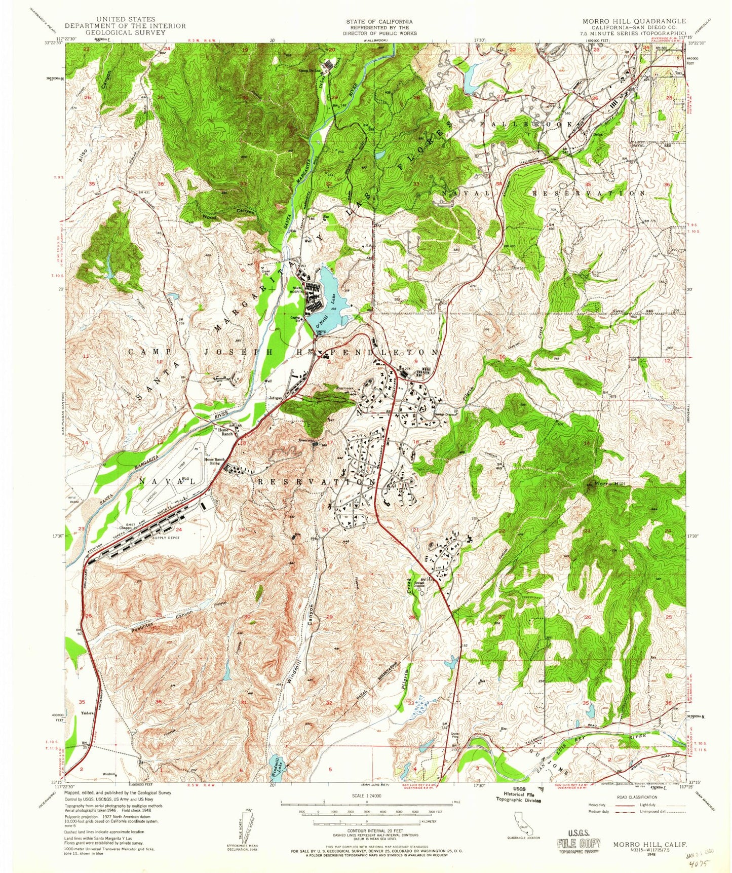 Classic USGS Morro Hill California 7.5'x7.5' Topo Map Image