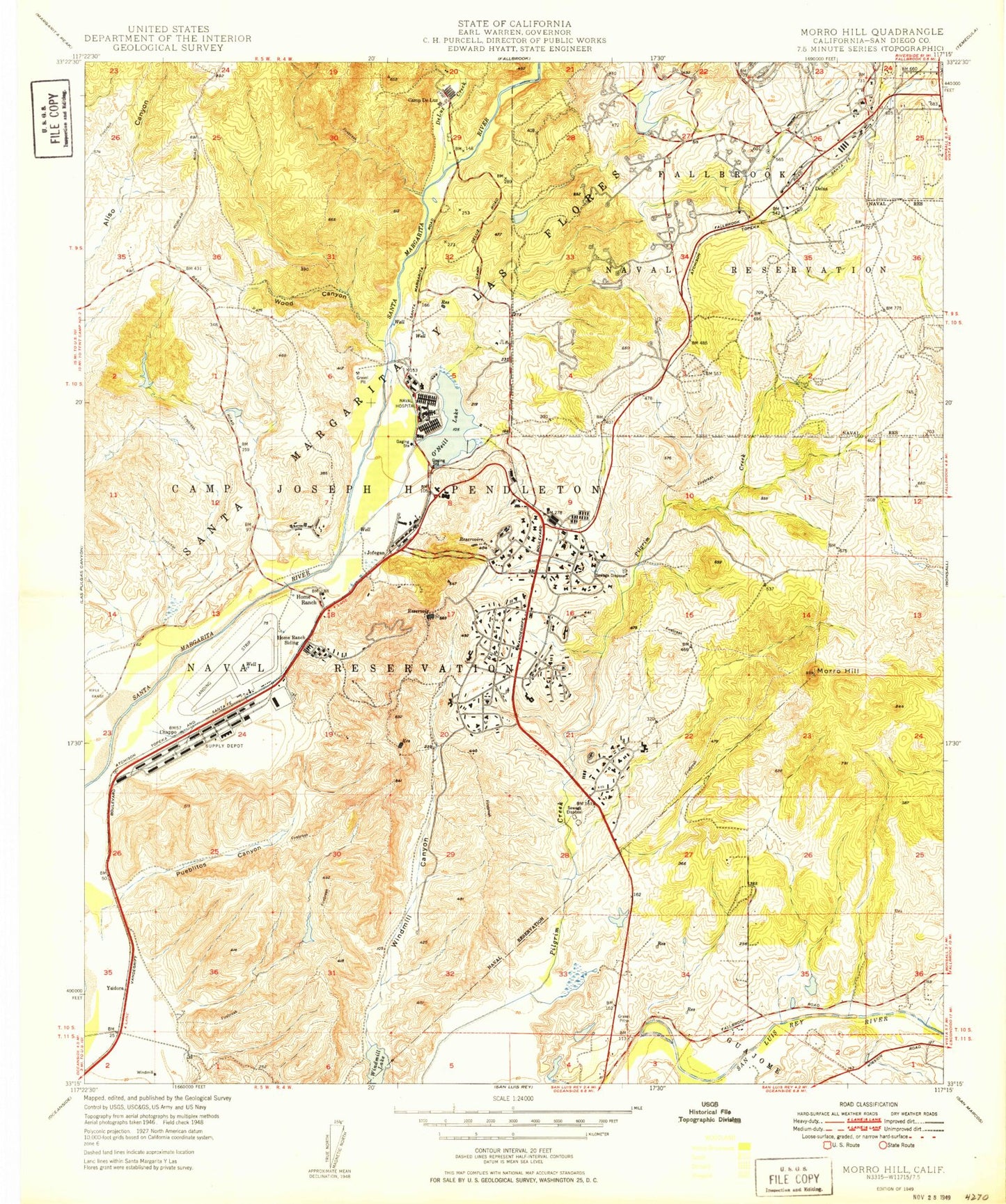 Classic USGS Morro Hill California 7.5'x7.5' Topo Map Image