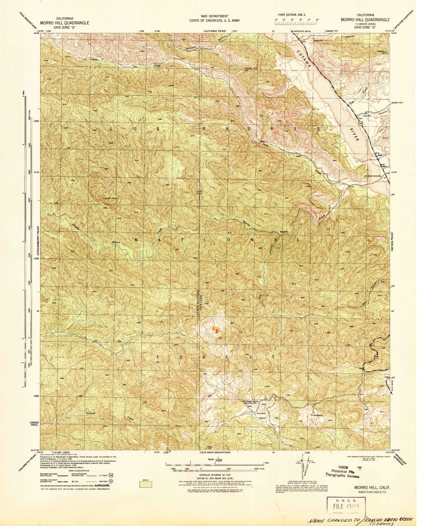 Classic USGS Morro Hill California 7.5'x7.5' Topo Map Image
