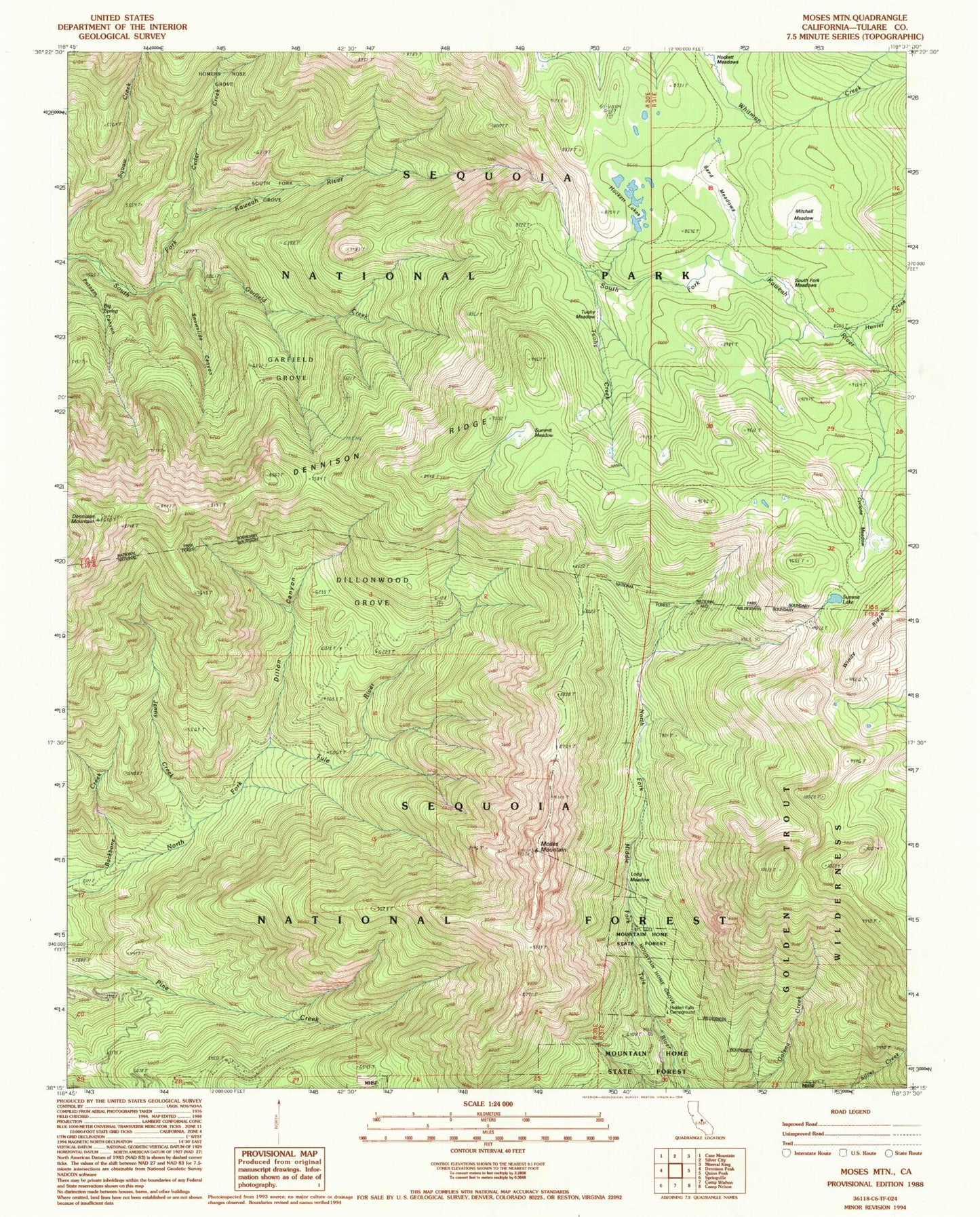 Classic USGS Moses Mountain California 7.5'x7.5' Topo Map Image
