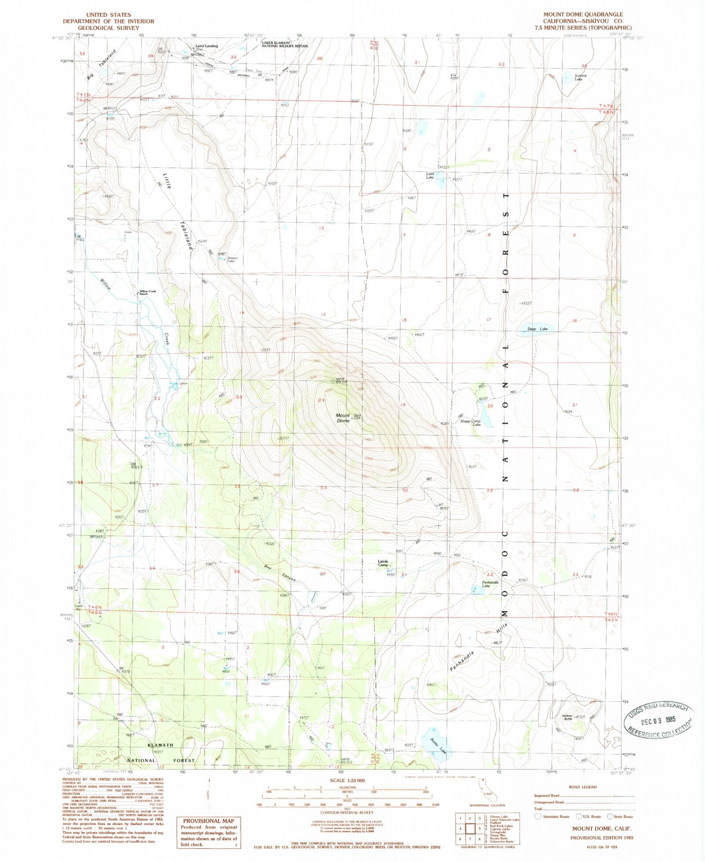 Classic USGS Mount Dome California 7.5'x7.5' Topo Map Image