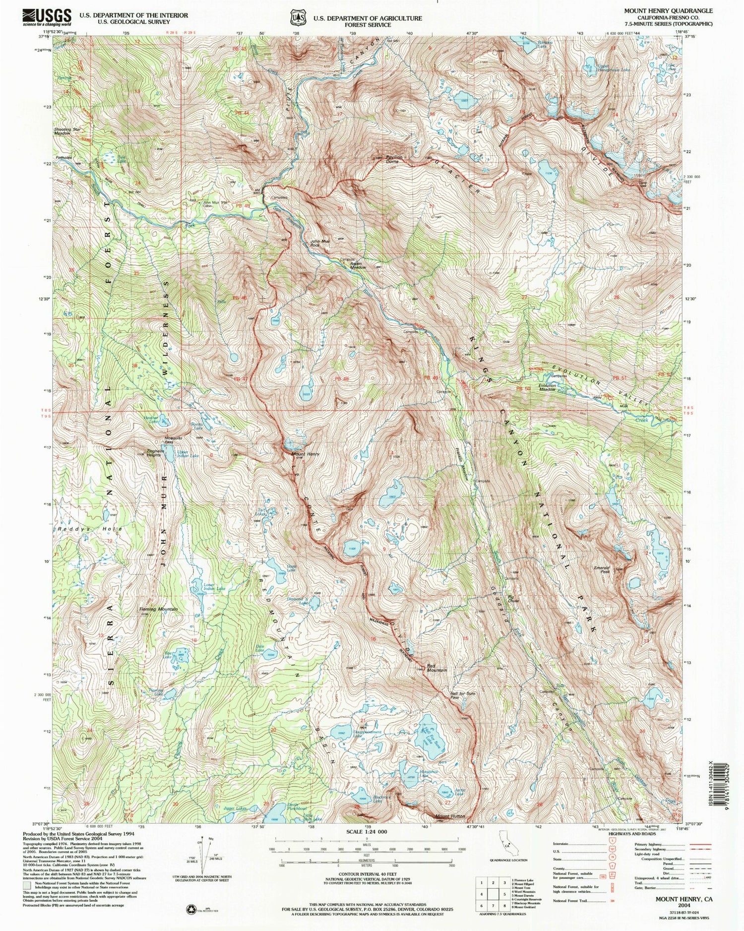 USGS Classic Mount Henry California 7.5'x7.5' Topo Map Image