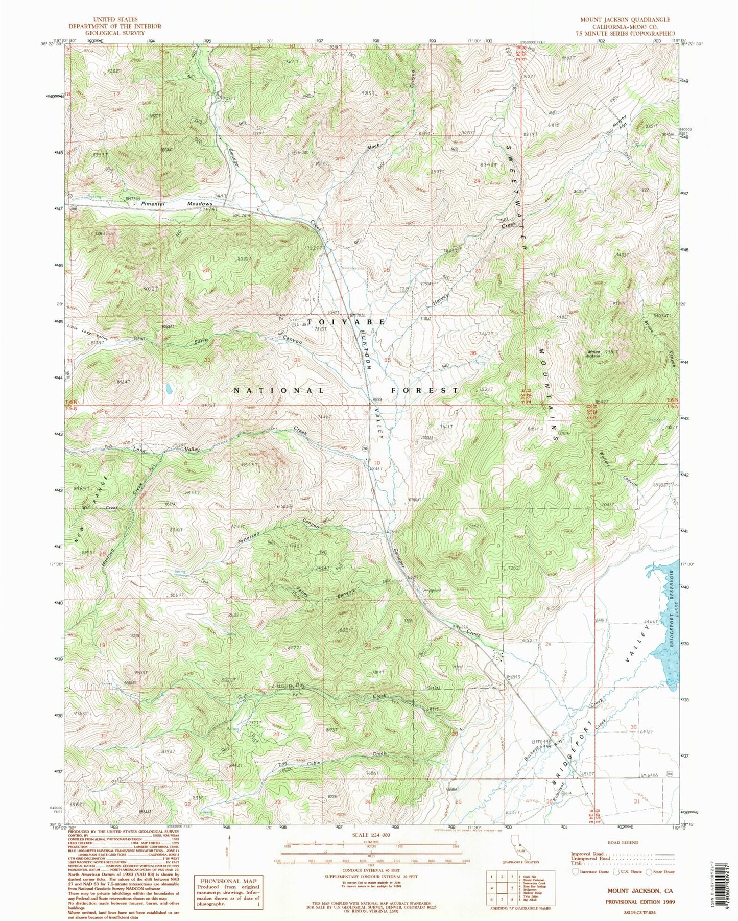 Classic USGS Mount Jackson California 7.5'x7.5' Topo Map Image