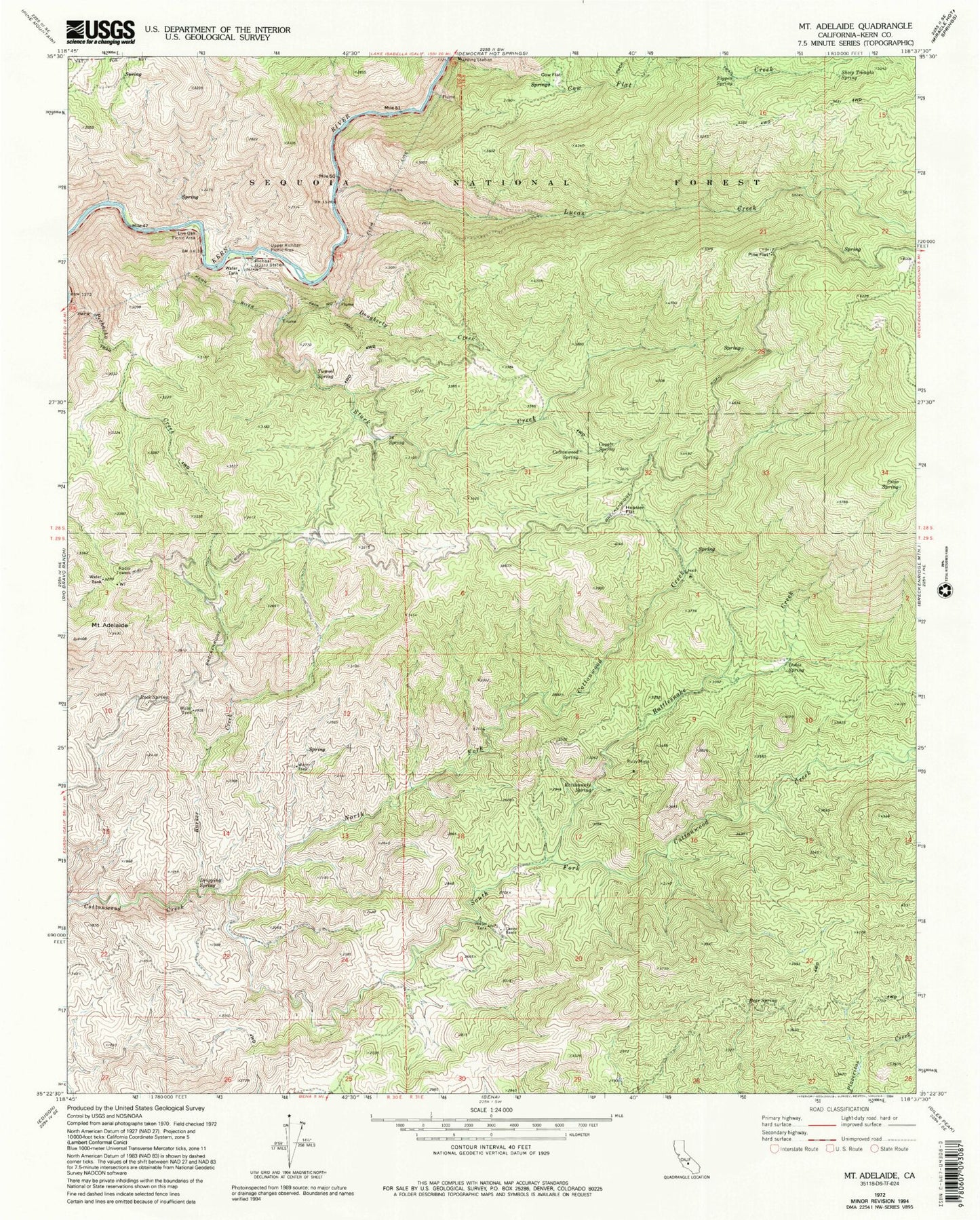 Classic USGS Mount Adelaide California 7.5'x7.5' Topo Map Image
