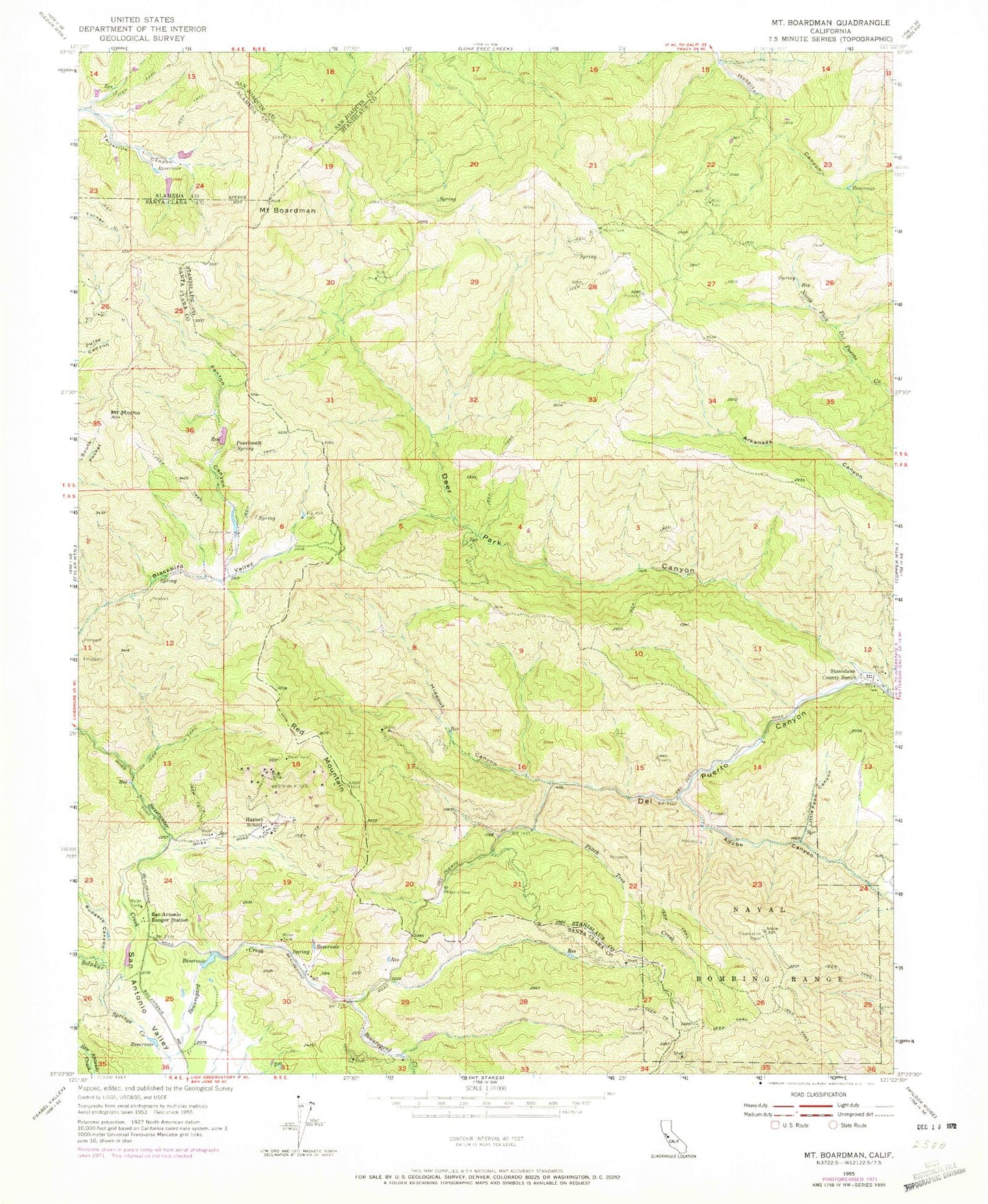Classic USGS Mount Boardman California 7.5'x7.5' Topo Map Image