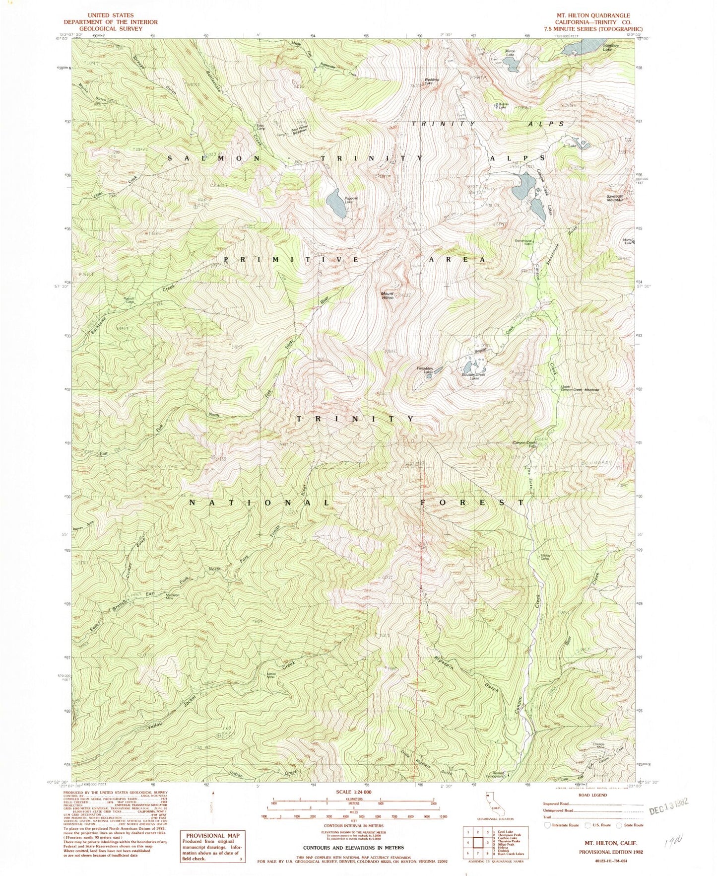 USGS Classic Mount Hilton California 7.5'x7.5' Topo Map Image