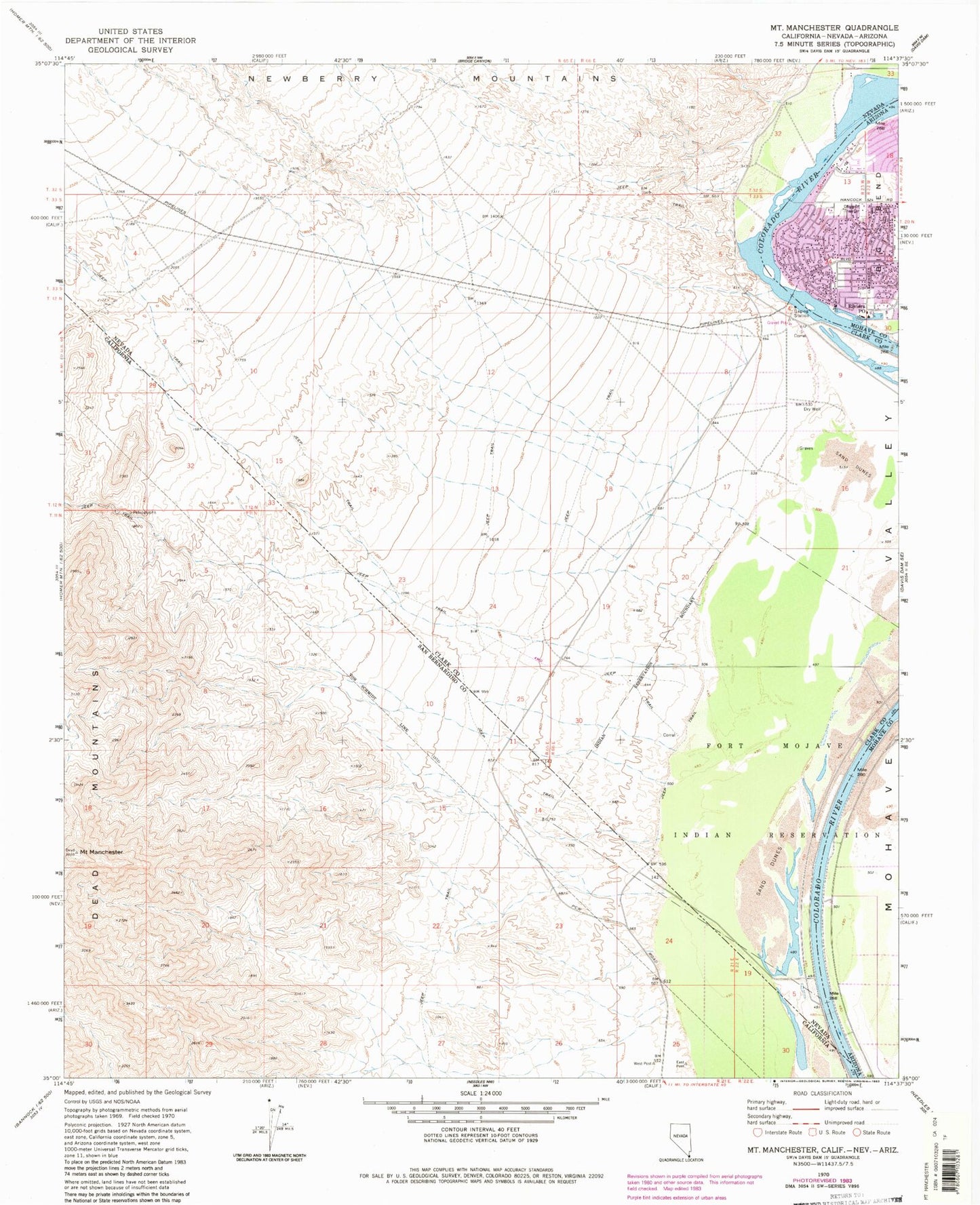Classic USGS Mount Manchester California 7.5'x7.5' Topo Map Image