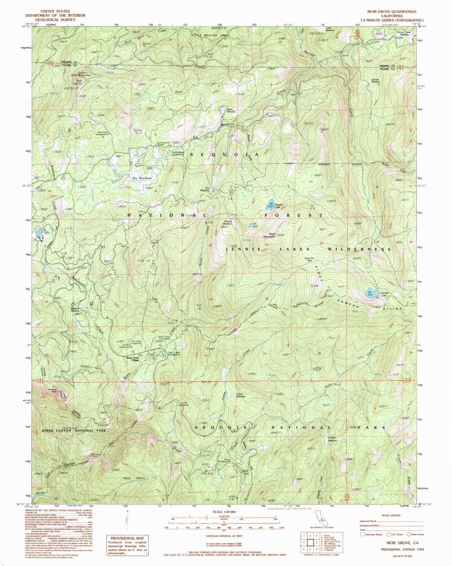USGS Classic Muir Grove California 7.5'x7.5' Topo Map Image