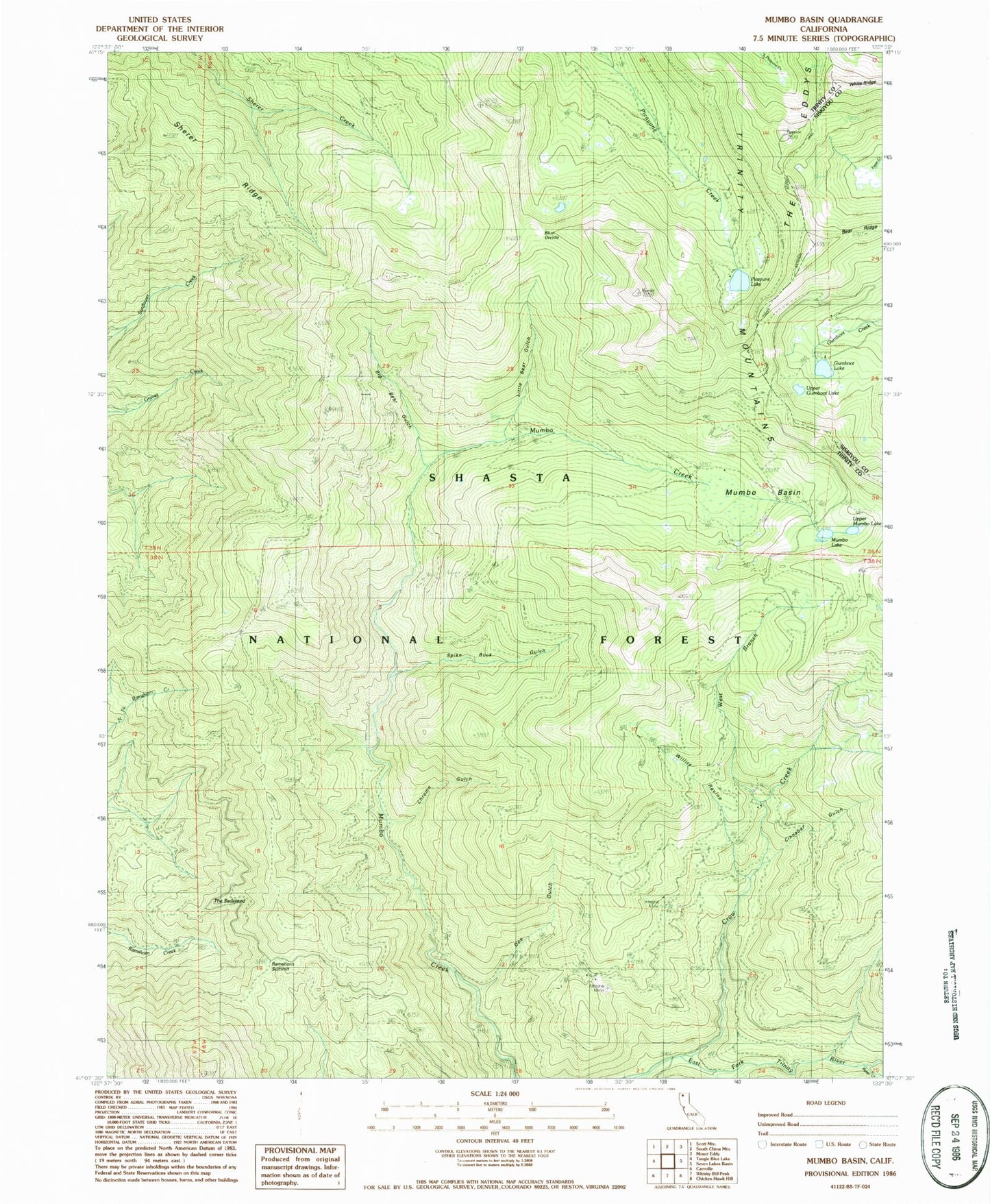 Classic USGS Mumbo Basin California 7.5'x7.5' Topo Map Image