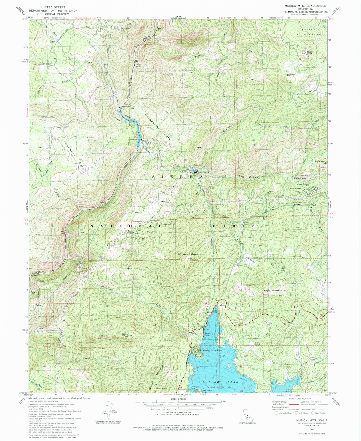 Classic USGS Musick Mountain California 7.5'x7.5' Topo Map Image