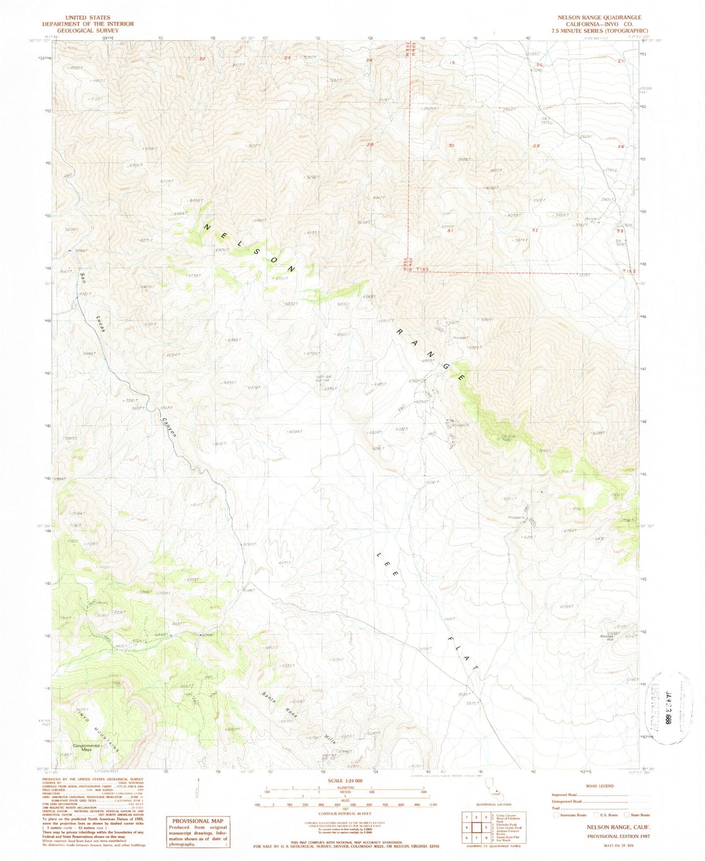 Classic USGS Nelson Range California 7.5'x7.5' Topo Map Image
