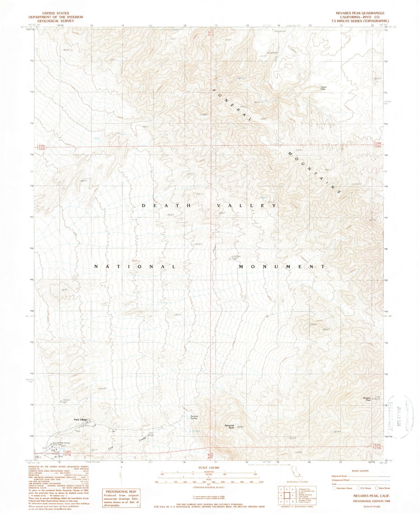Classic USGS Nevares Peak California 7.5'x7.5' Topo Map Image