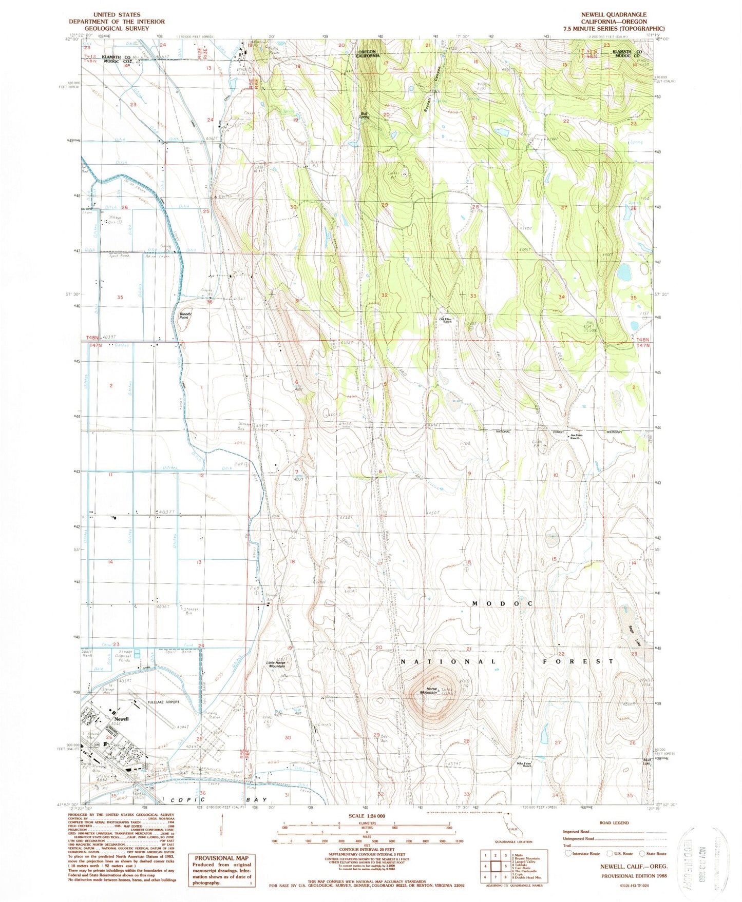 Classic USGS Newell California 7.5'x7.5' Topo Map Image