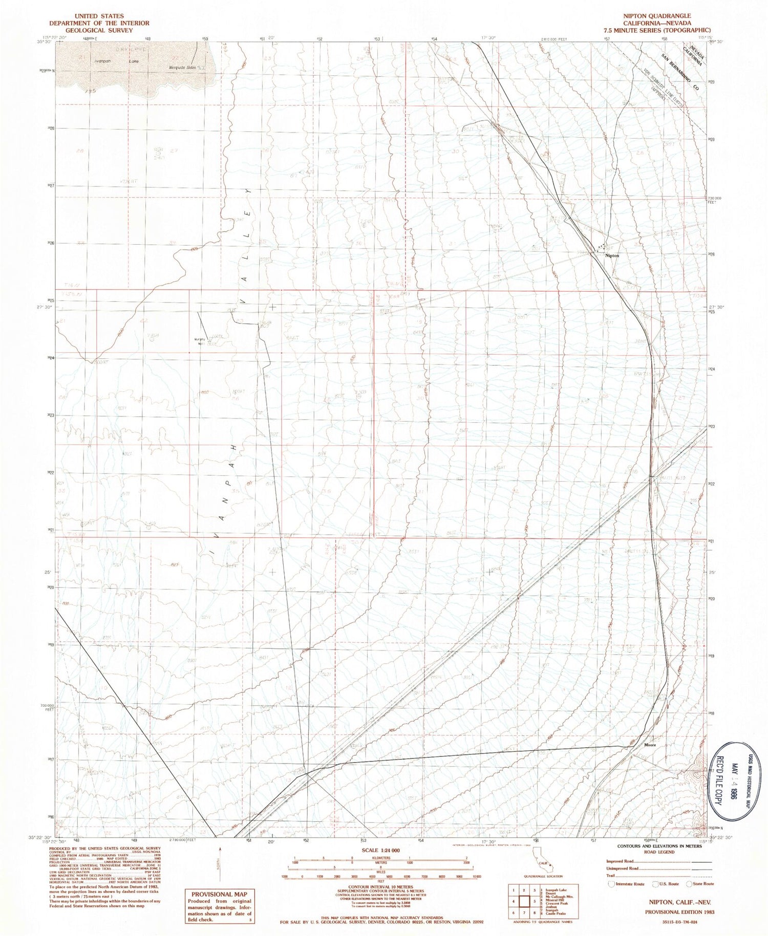 Classic USGS Nipton California 7.5'x7.5' Topo Map Image