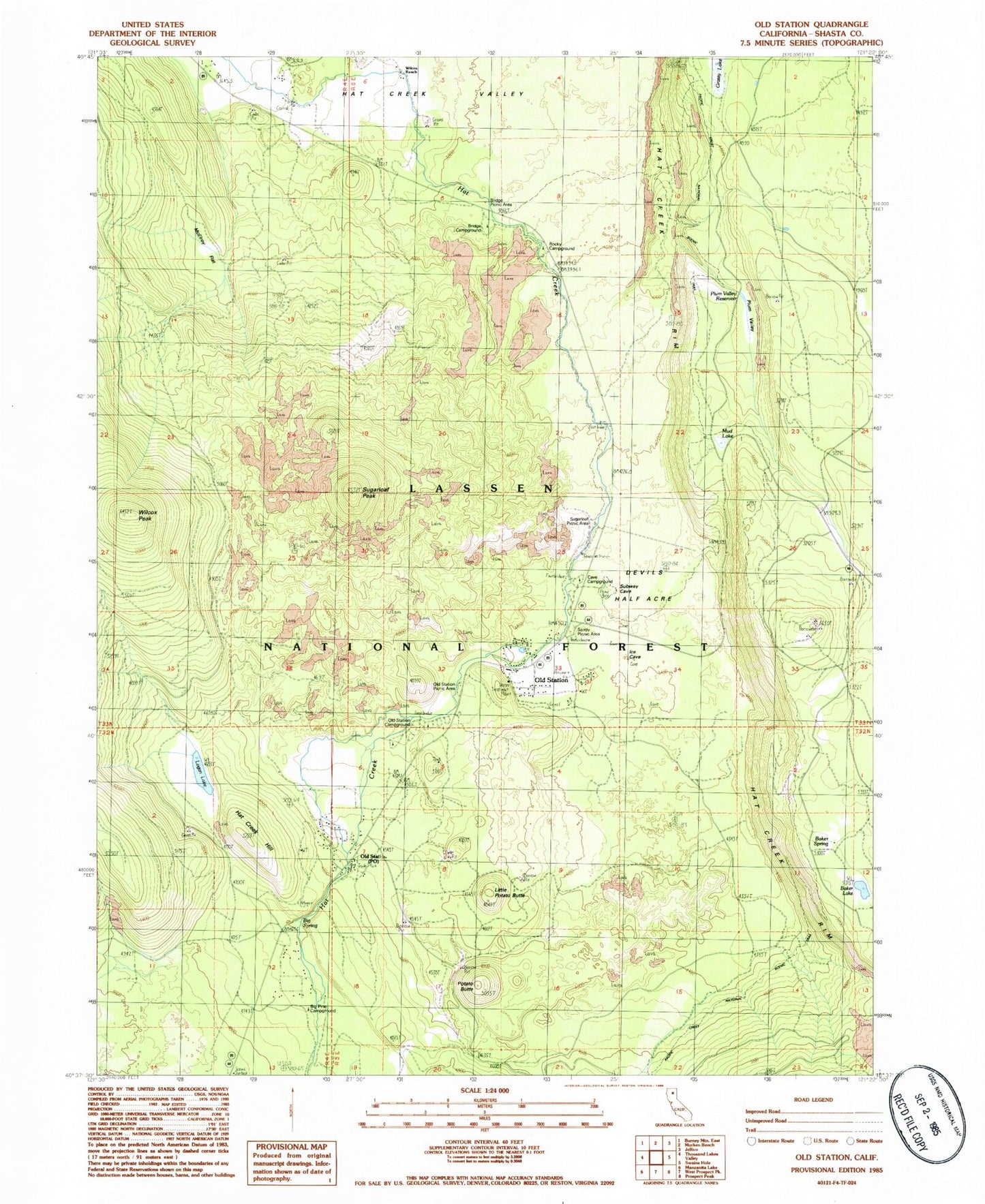 Classic USGS Old Station California 7.5'x7.5' Topo Map Image