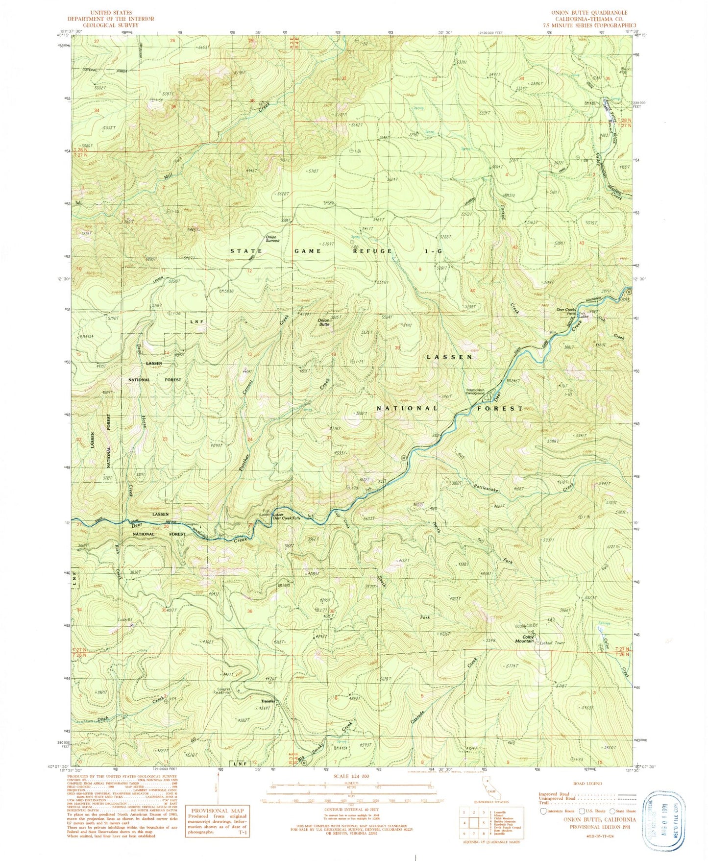 Classic USGS Onion Butte California 7.5'x7.5' Topo Map Image