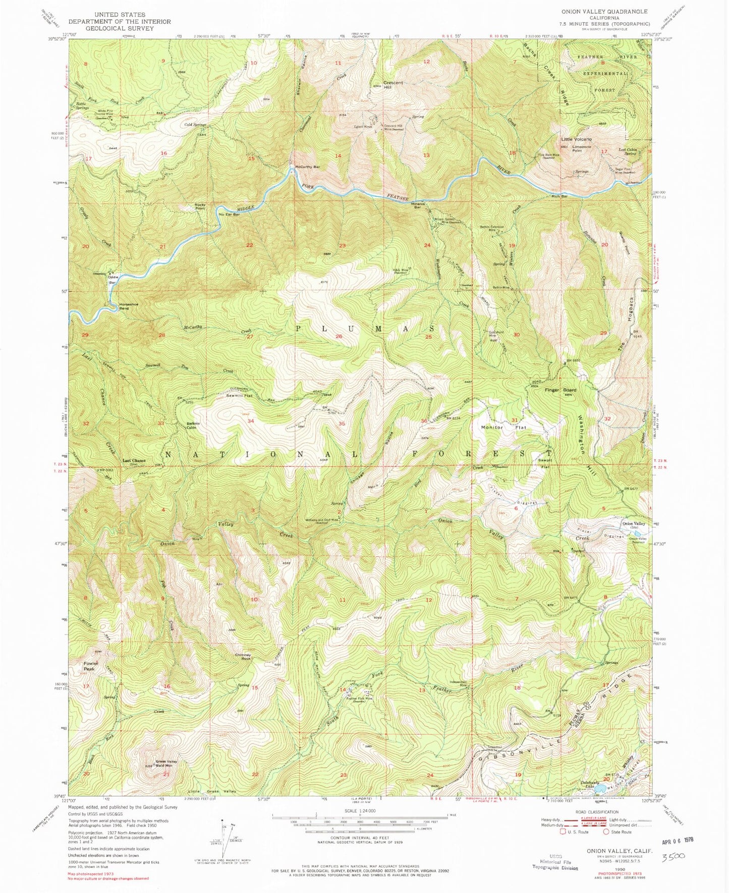 Classic USGS Onion Valley California 7.5'x7.5' Topo Map Image