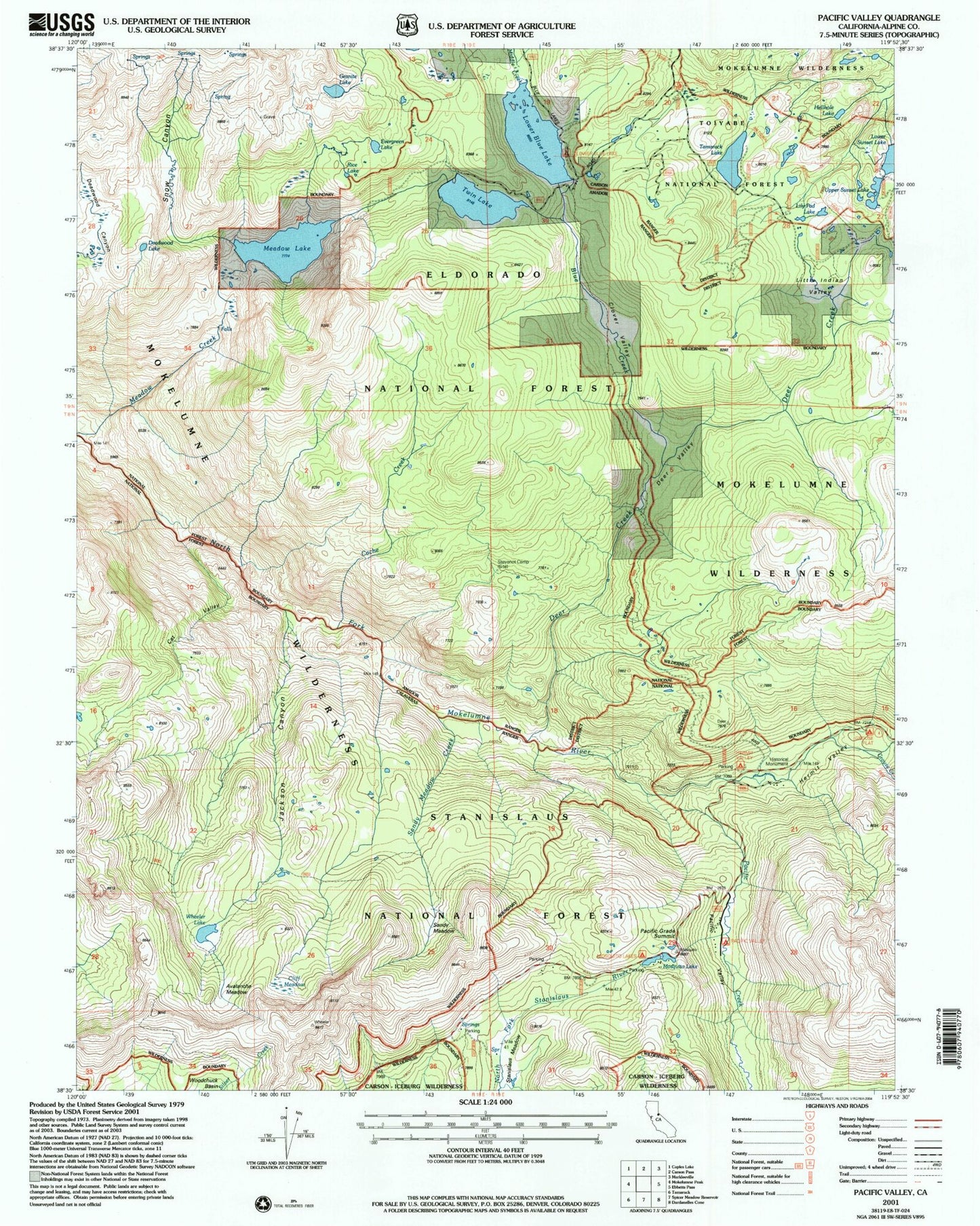 USGS Classic Pacific Valley California 7.5'x7.5' Topo Map Image