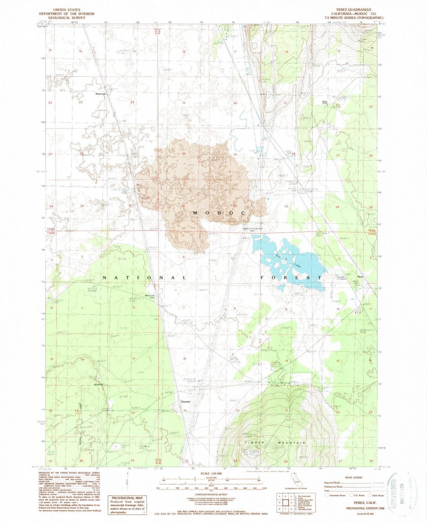 Classic USGS Perez California 7.5'x7.5' Topo Map Image