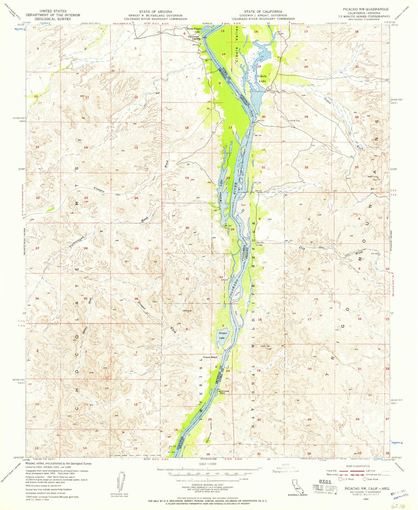 Classic USGS Picacho NW California 7.5'x7.5' Topo Map Image