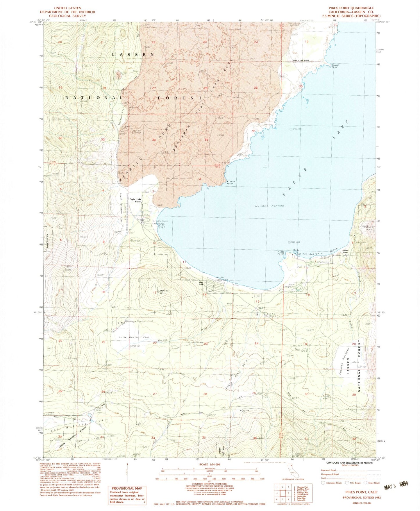 Classic USGS Pikes Point California 7.5'x7.5' Topo Map Image