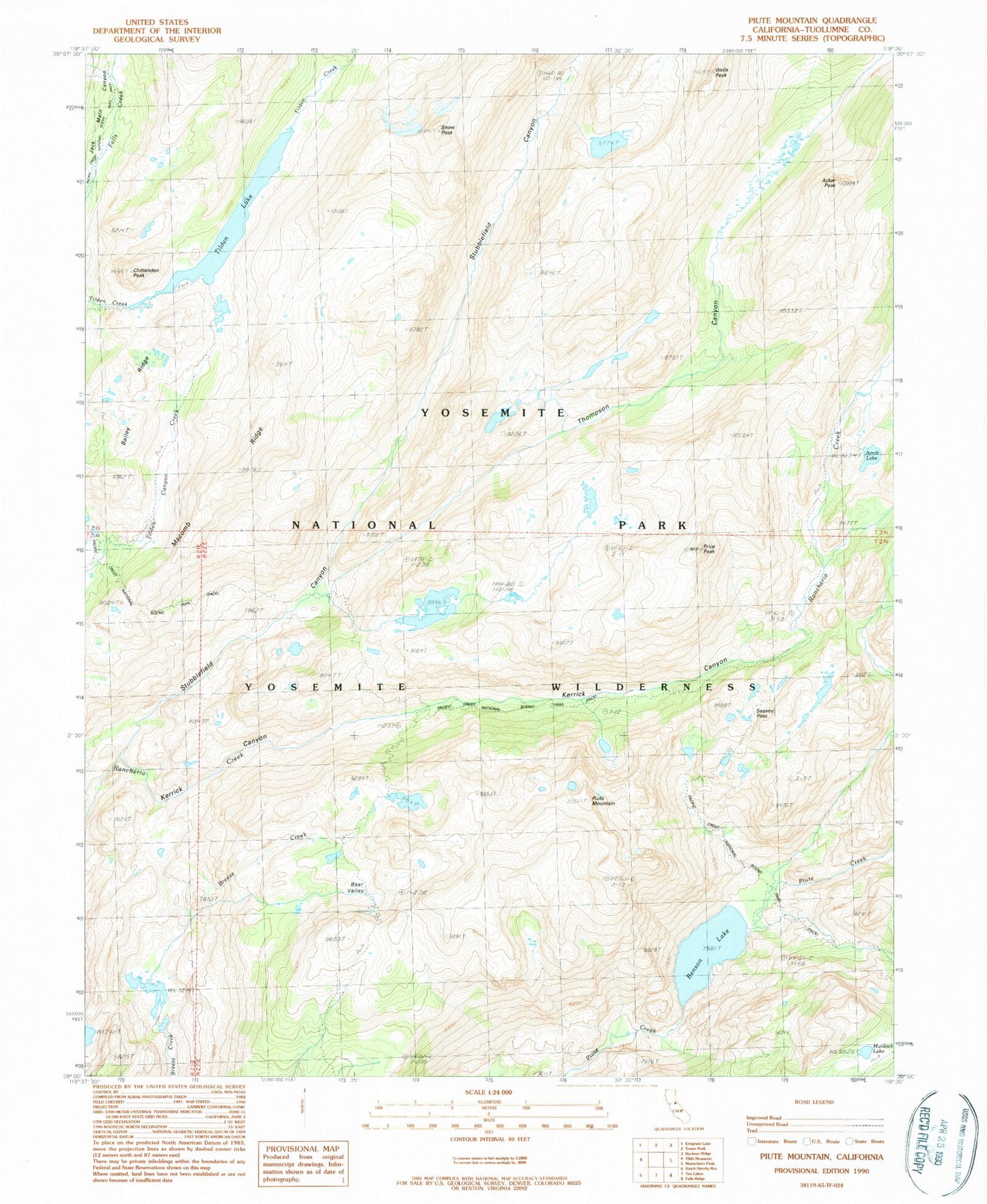 Classic USGS Piute Mountain California 7.5'x7.5' Topo Map Image