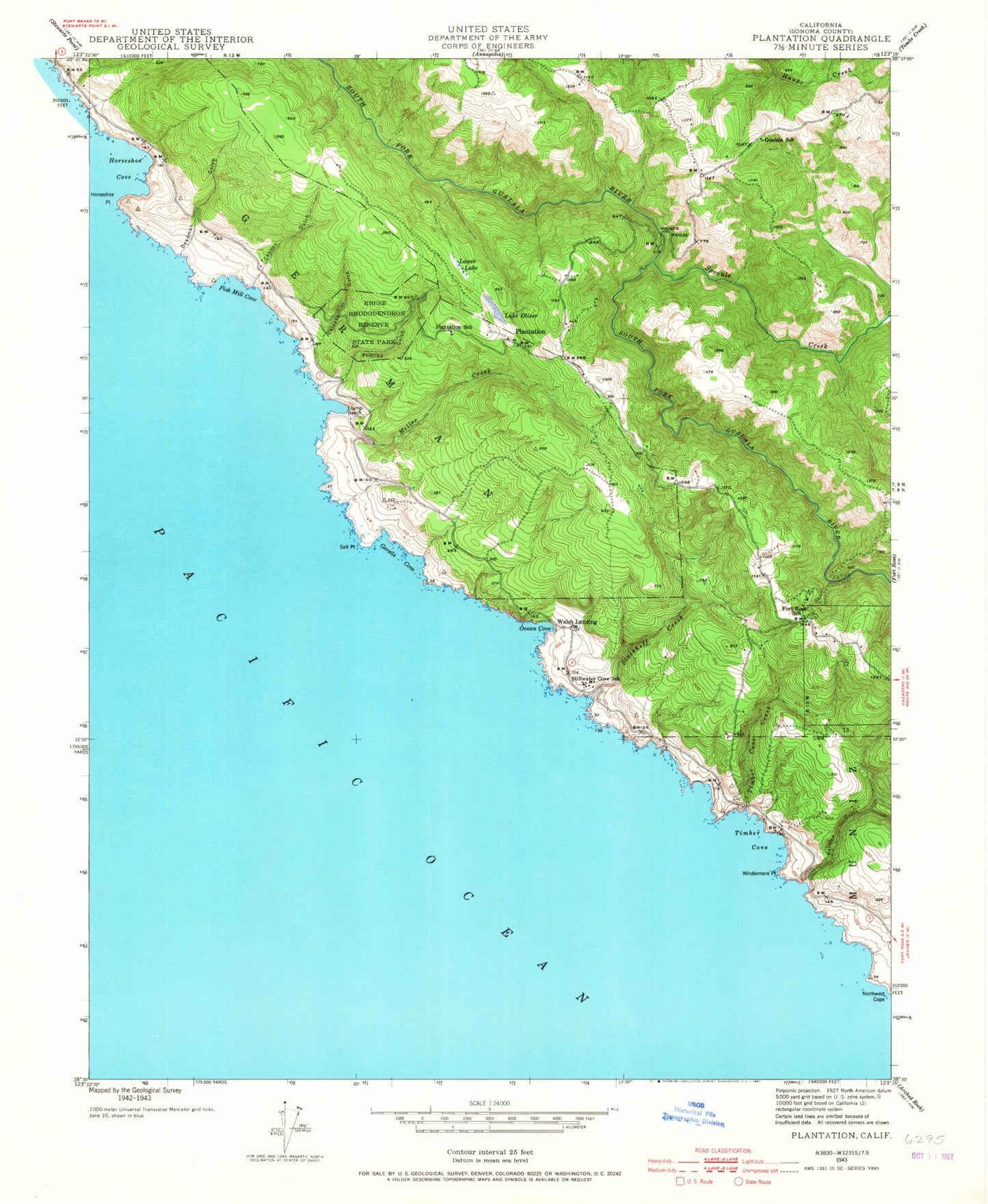 Classic USGS Plantation California 7.5'x7.5' Topo Map Image