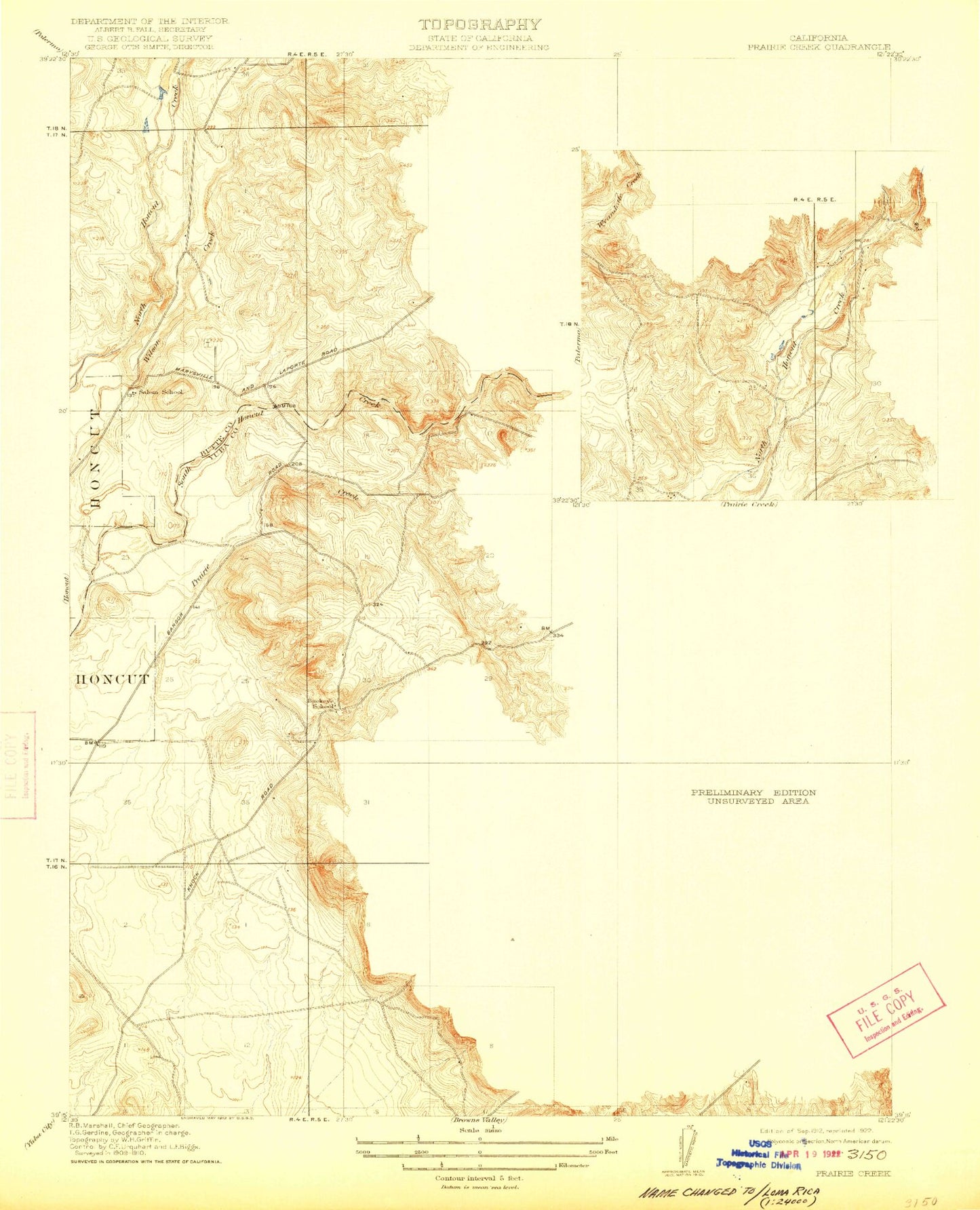 Classic USGS Loma Rica California 7.5'x7.5' Topo Map Image