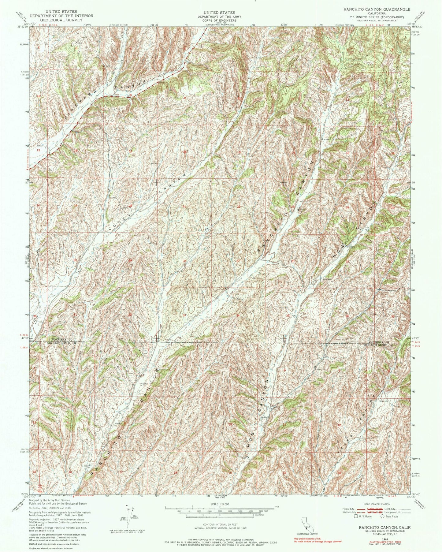 Classic USGS Ranchito Canyon California 7.5'x7.5' Topo Map Image