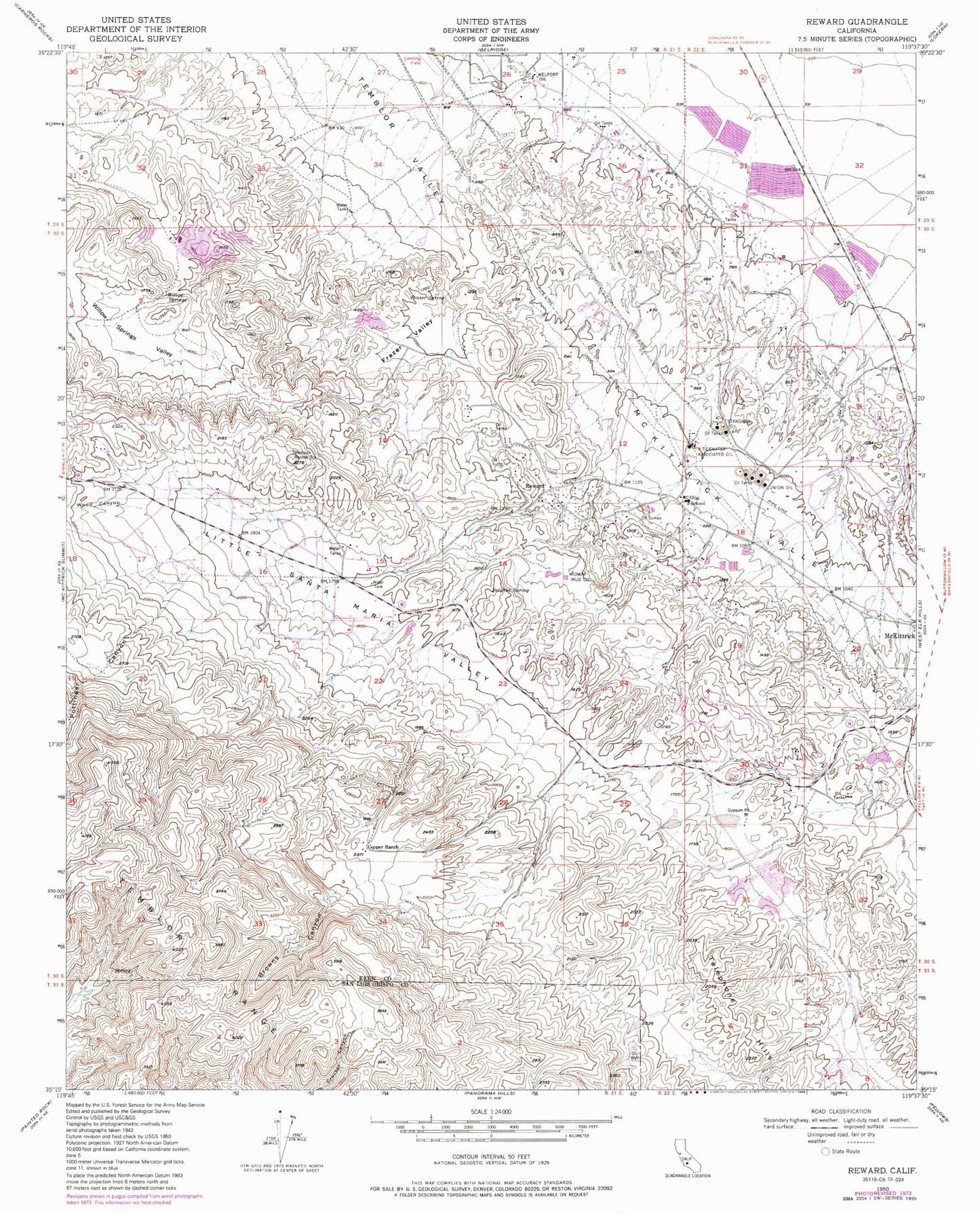 Classic USGS Reward California 7.5'x7.5' Topo Map Image
