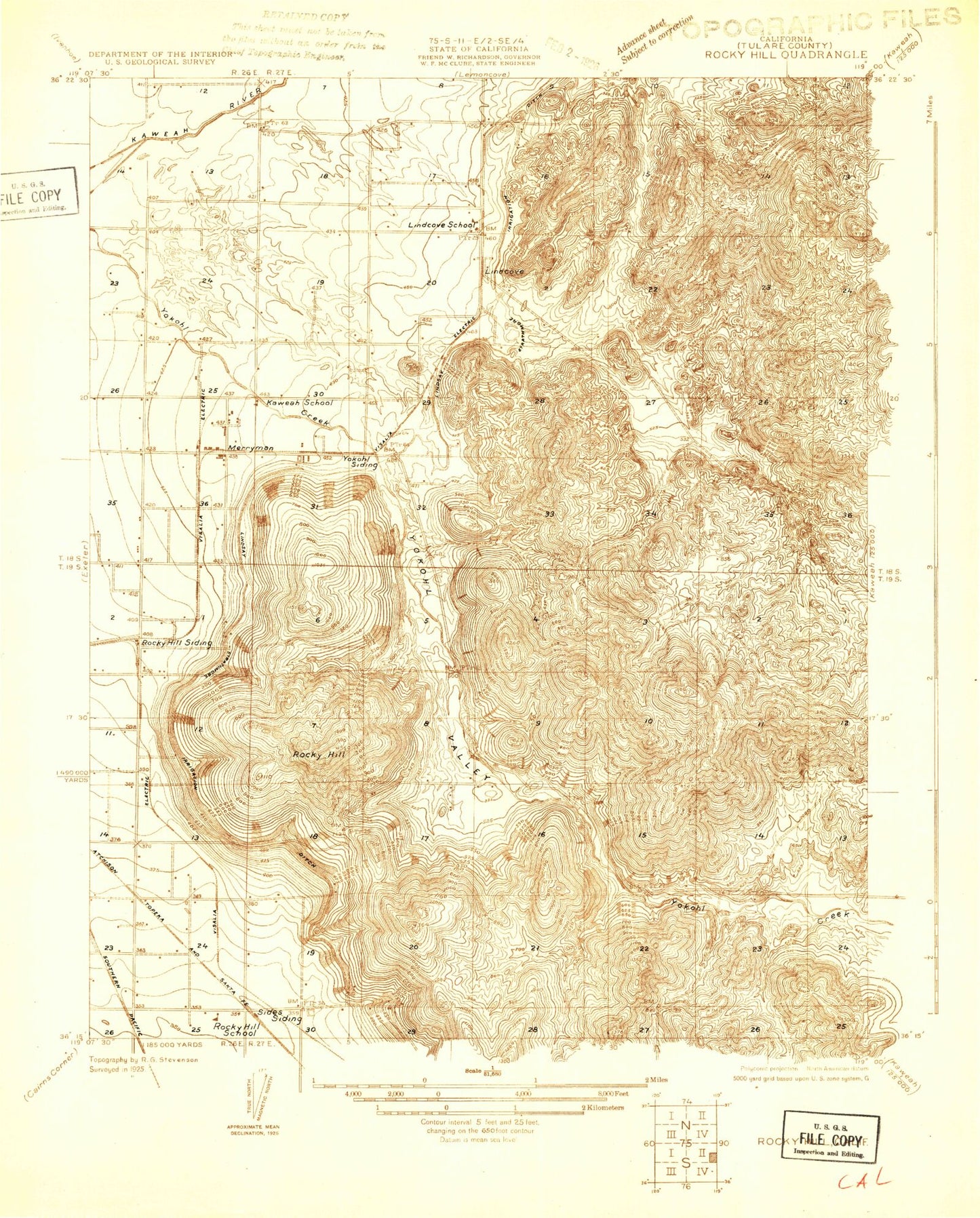 Classic USGS Rocky Hill California 7.5'x7.5' Topo Map Image