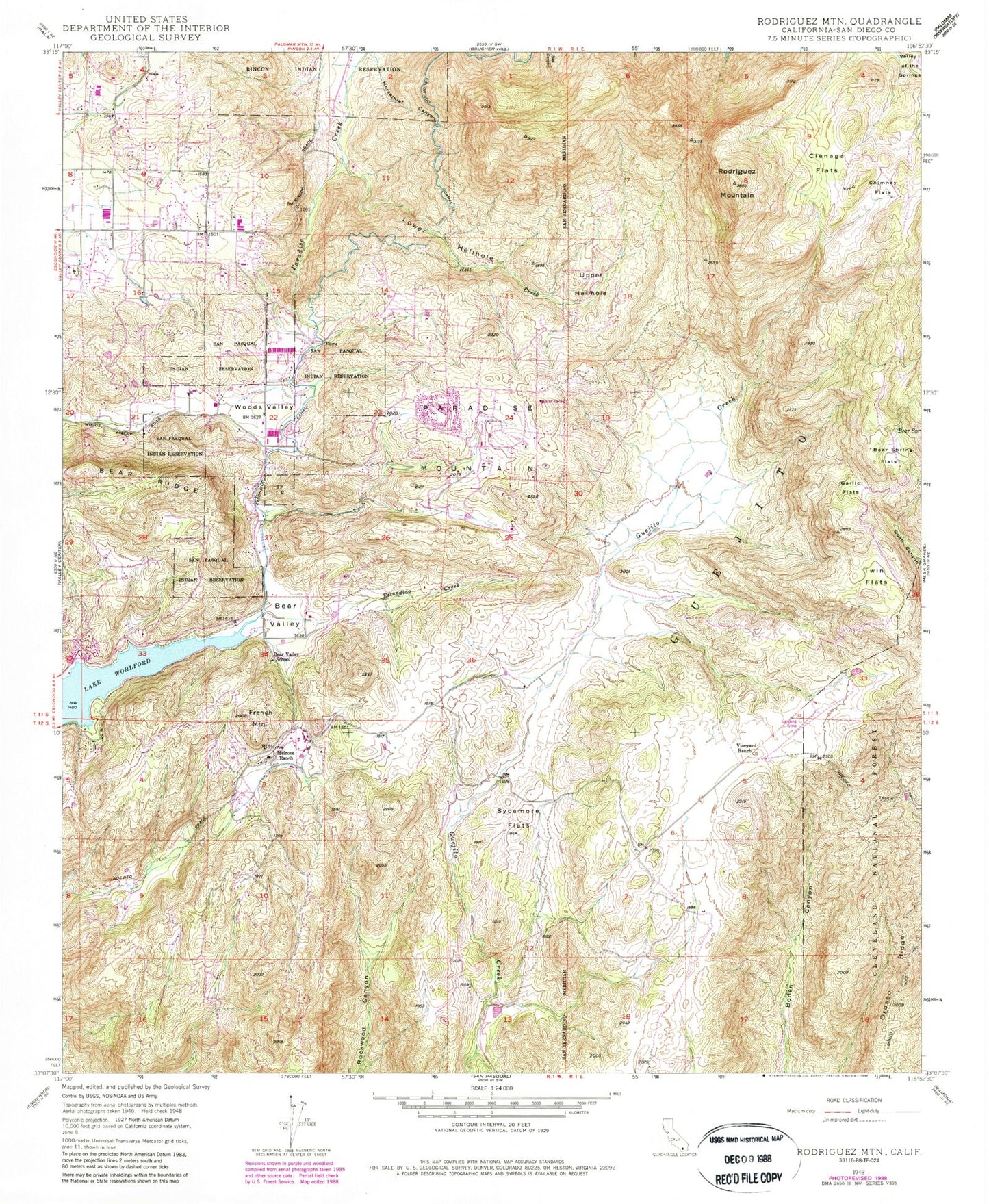 Classic USGS Rodriguez Mountain California 7.5'x7.5' Topo Map Image