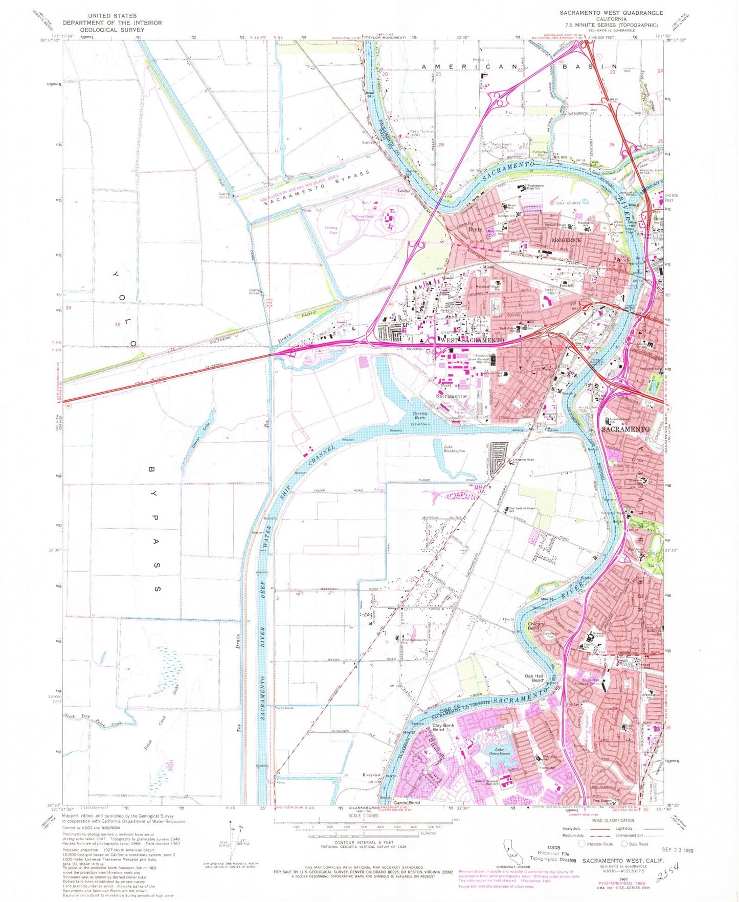 Classic USGS Sacramento West California 7.5'x7.5' Topo Map Image