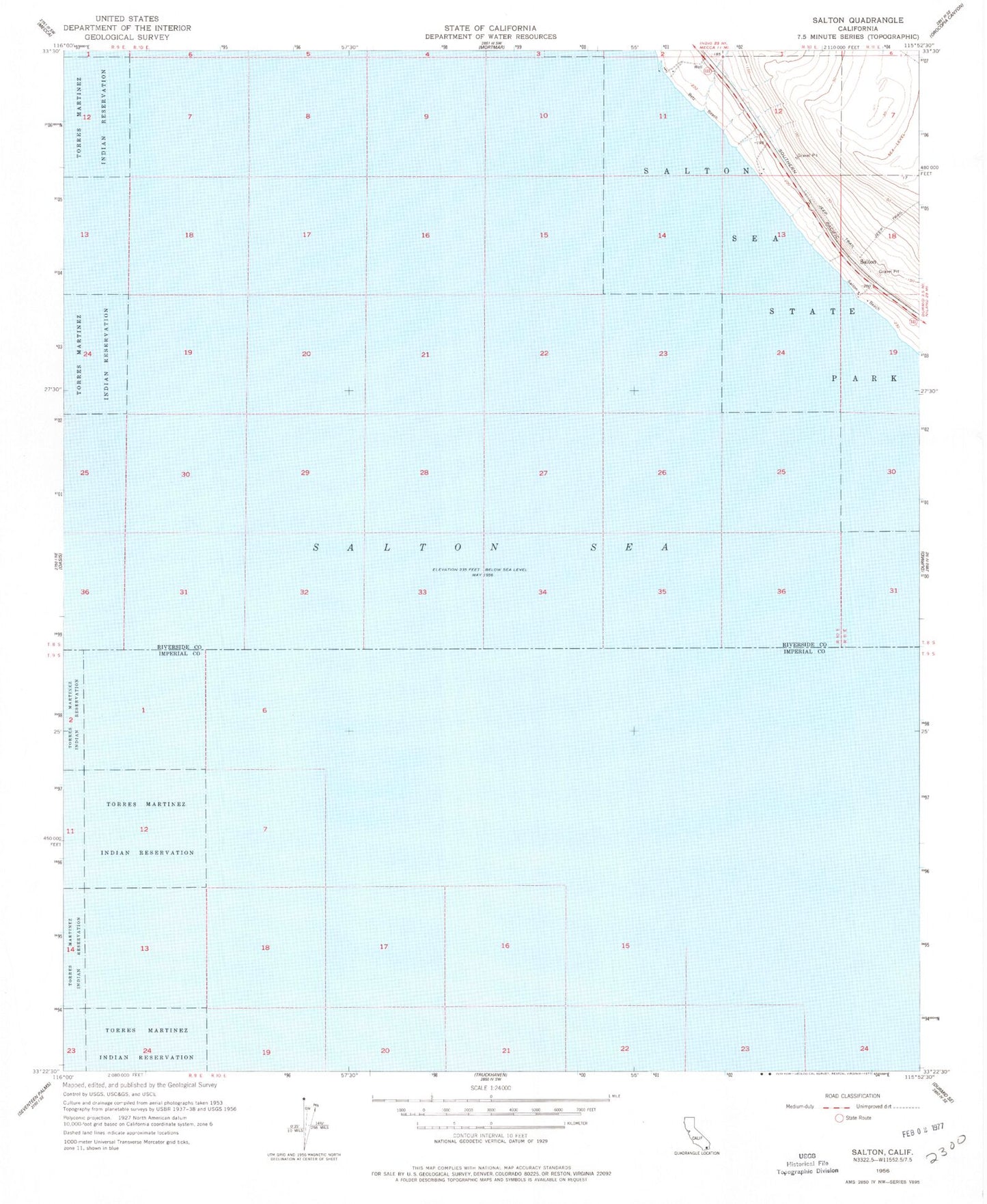 Classic USGS Salton California 7.5'x7.5' Topo Map Image