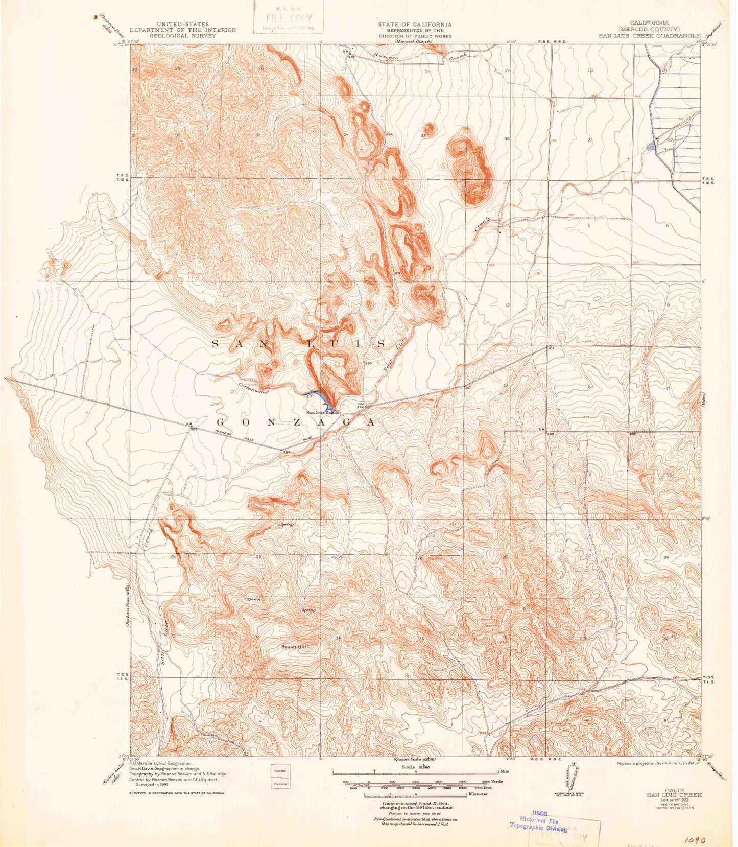 Classic USGS San Luis Dam California 7.5'x7.5' Topo Map Image