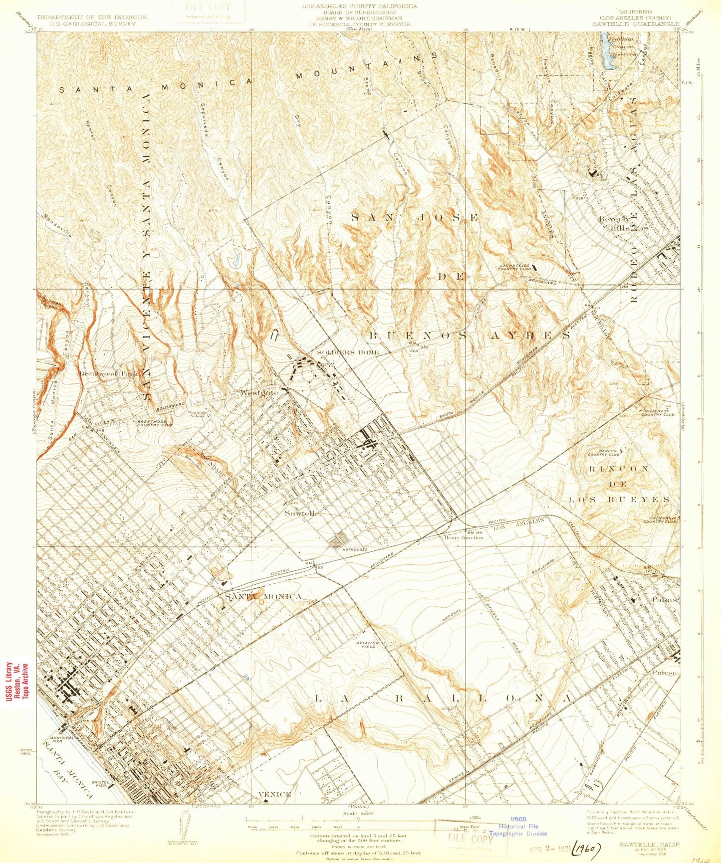 Classic USGS Sawtelle California 7.5'x7.5' Topo Map Image