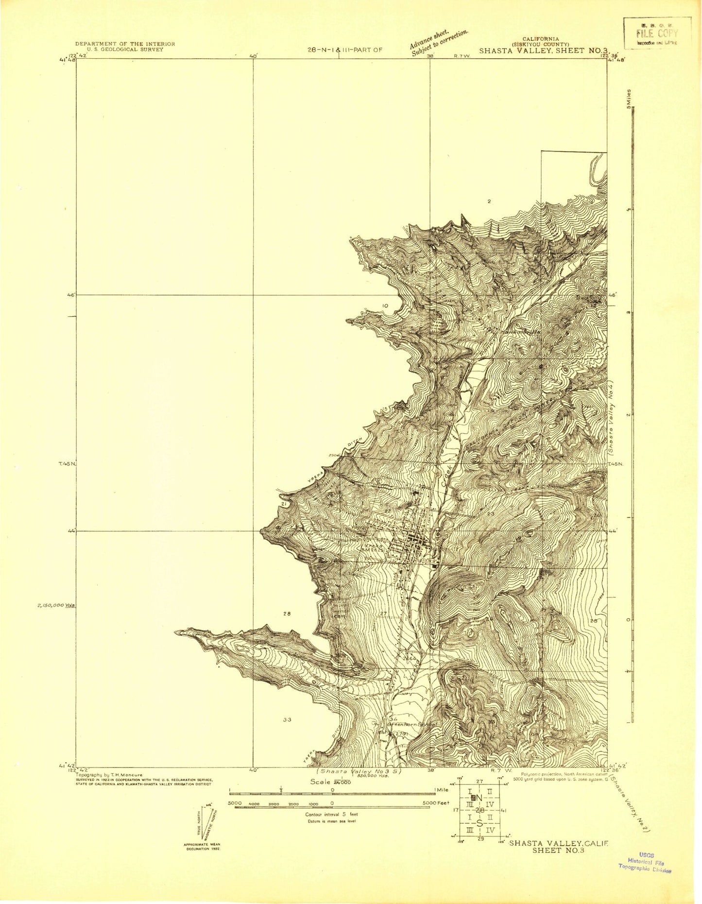 Classic USGS Shasta Valley Sheet No 3 California 7.5'x7.5' Topo Map Image