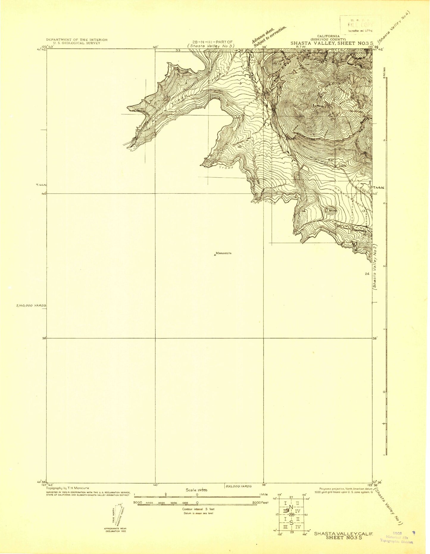 Classic USGS Shasta Valley Sheet No 3 S California 7.5'x7.5' Topo Map Image