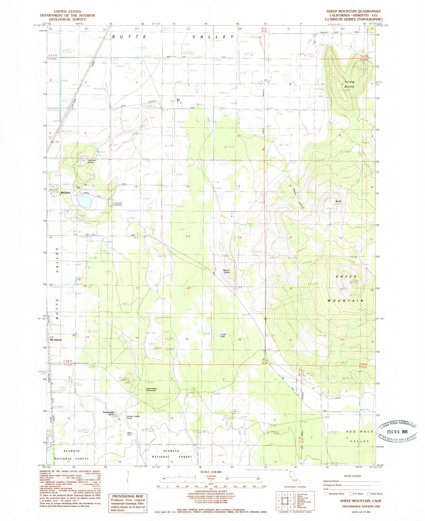 Classic USGS Sheep Mountain California 7.5'x7.5' Topo Map Image
