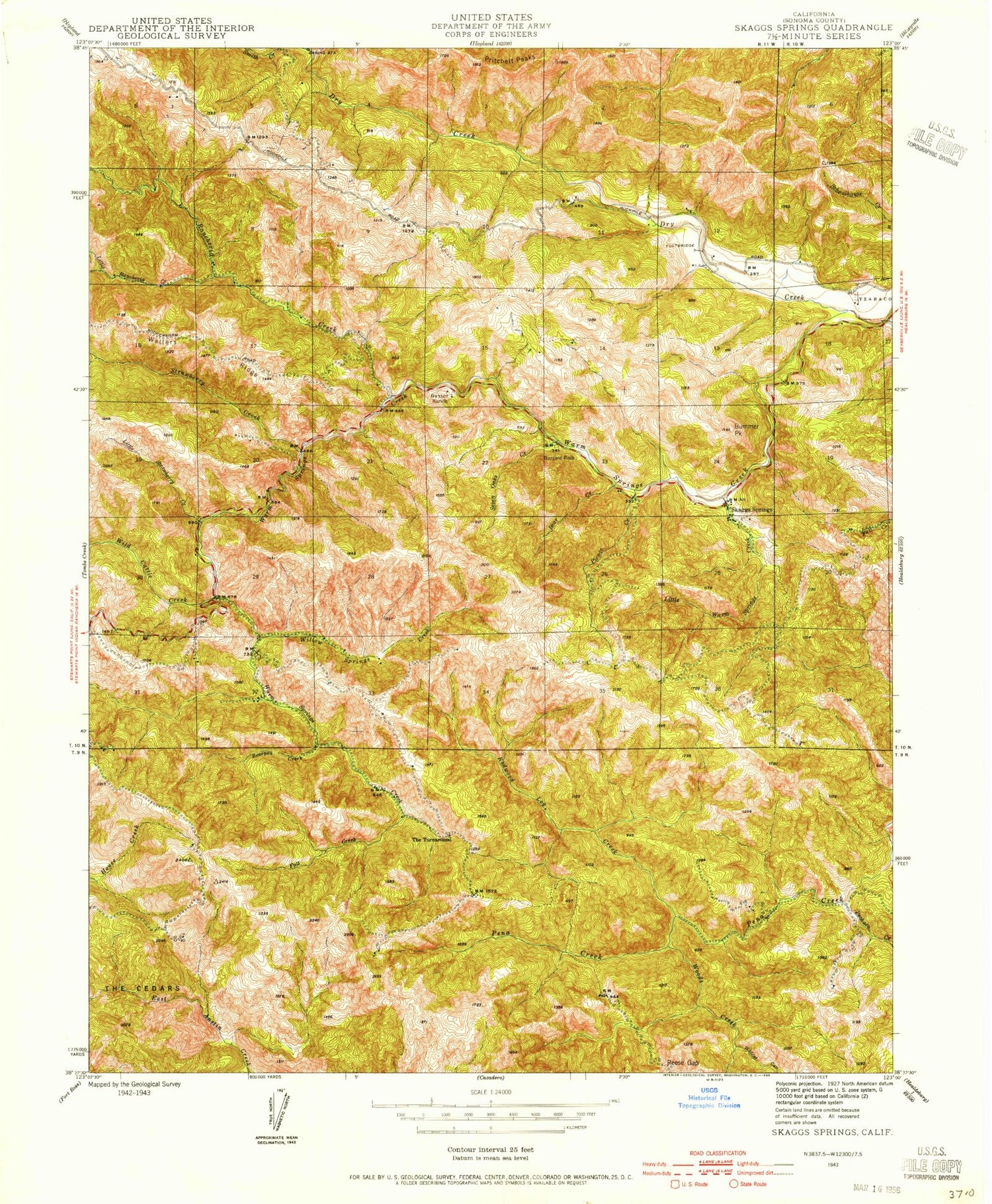 Classic USGS Warm Springs Dam California 7.5'x7.5' Topo Map Image