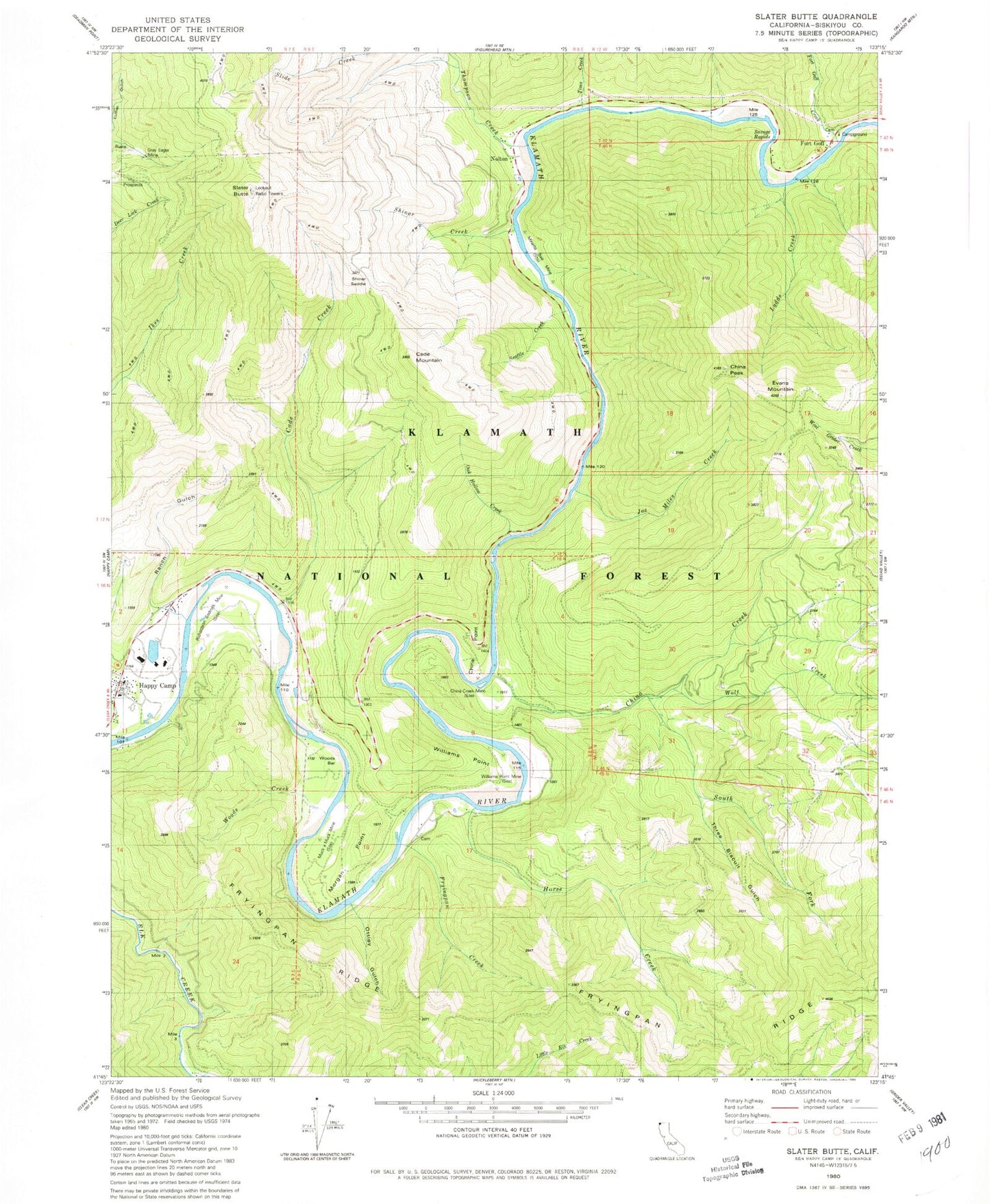 Classic USGS Slater Butte California 7.5'x7.5' Topo Map Image