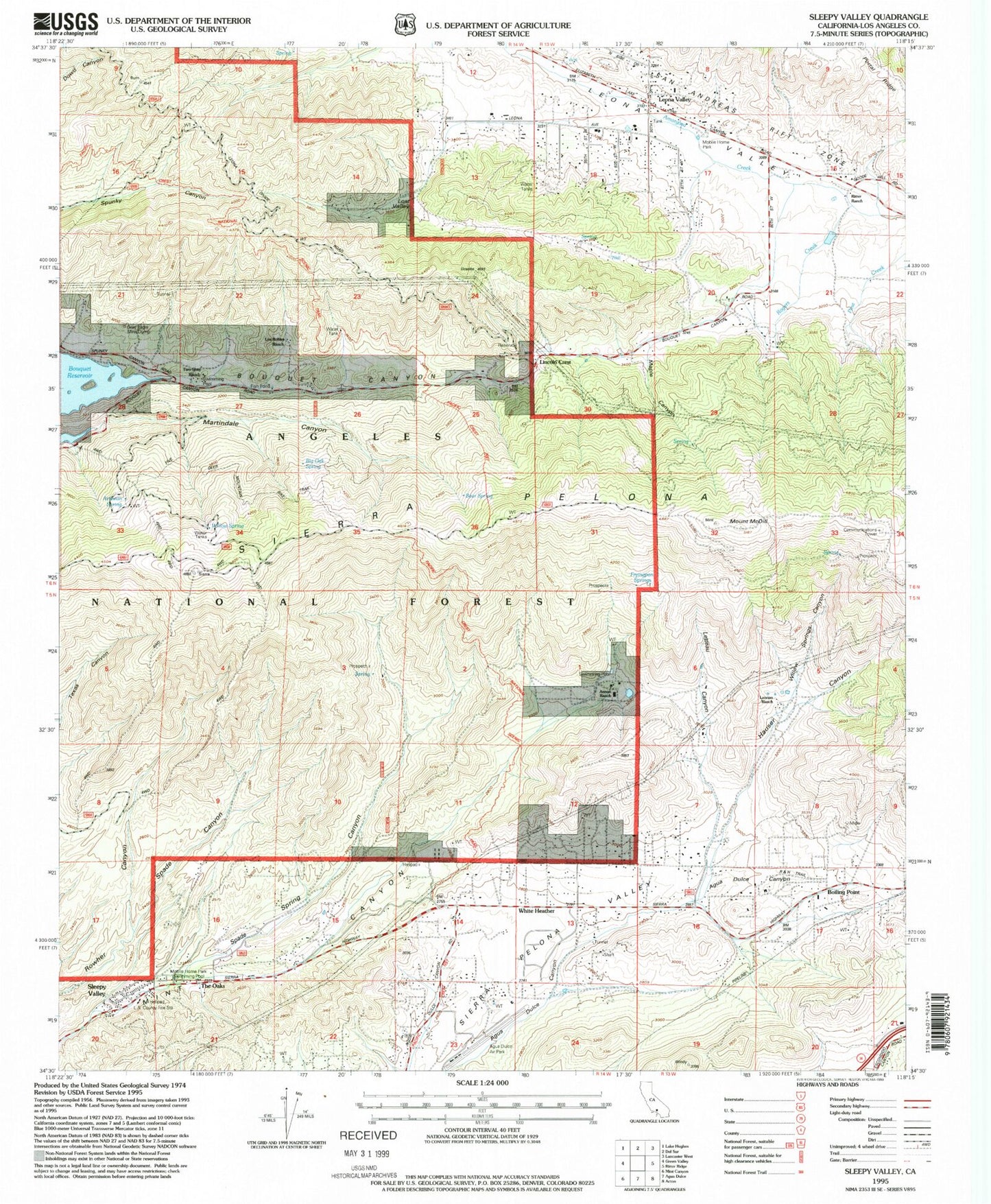 Classic USGS Sleepy Valley California 7.5'x7.5' Topo Map Image