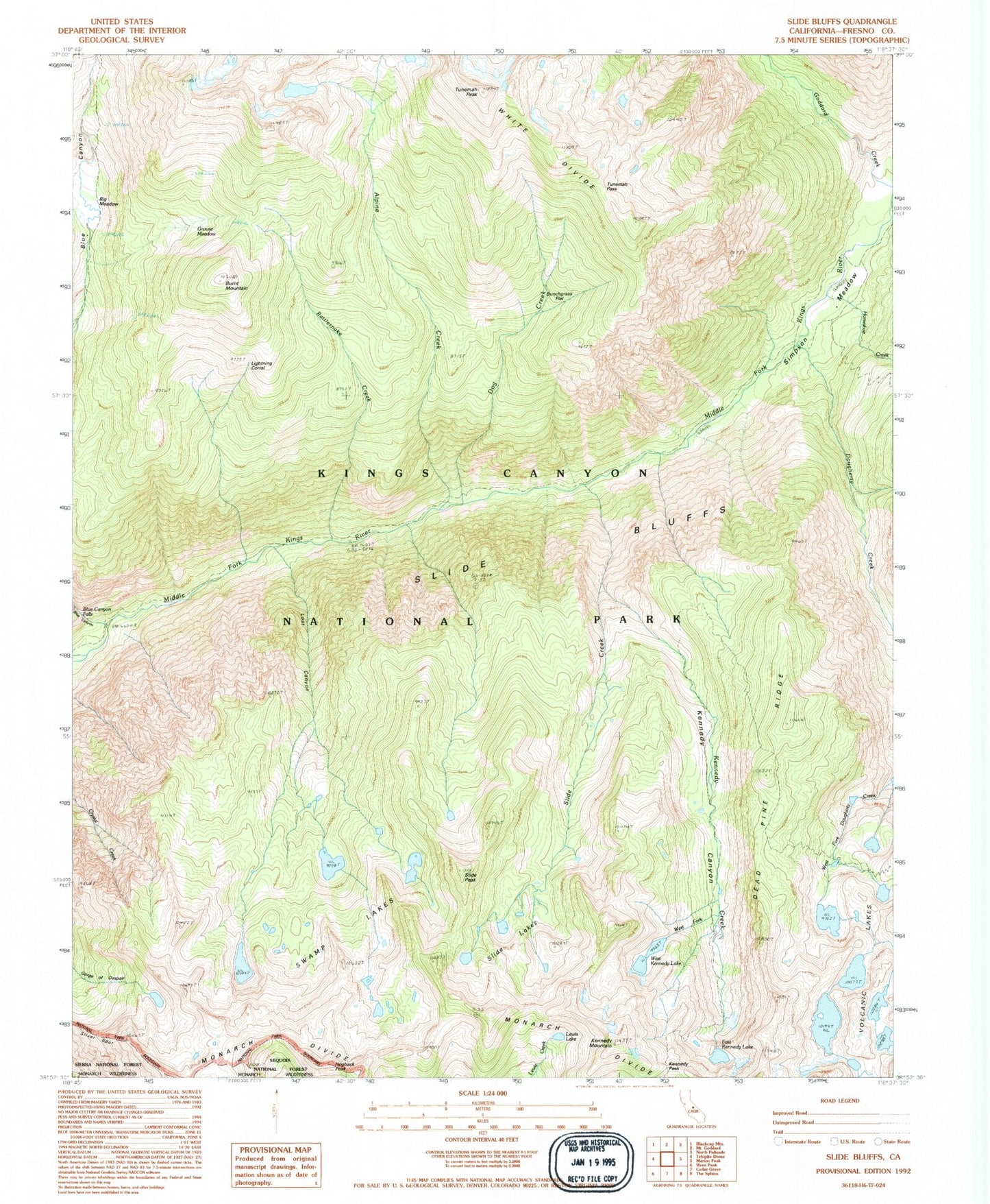 Classic USGS Slide Bluffs California 7.5'x7.5' Topo Map Image