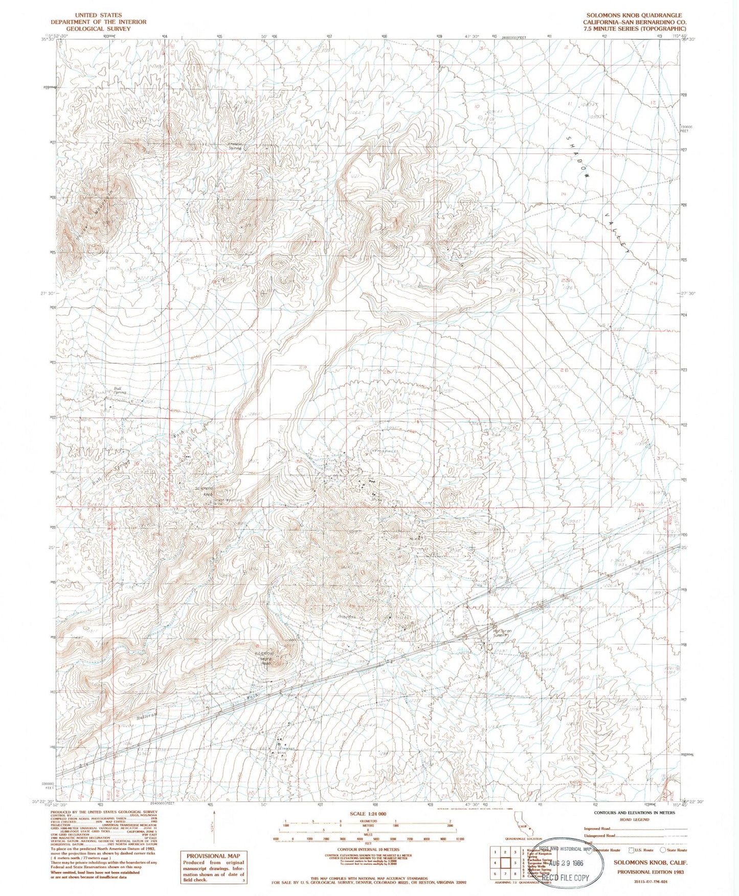 Classic USGS Solomons Knob California 7.5'x7.5' Topo Map Image