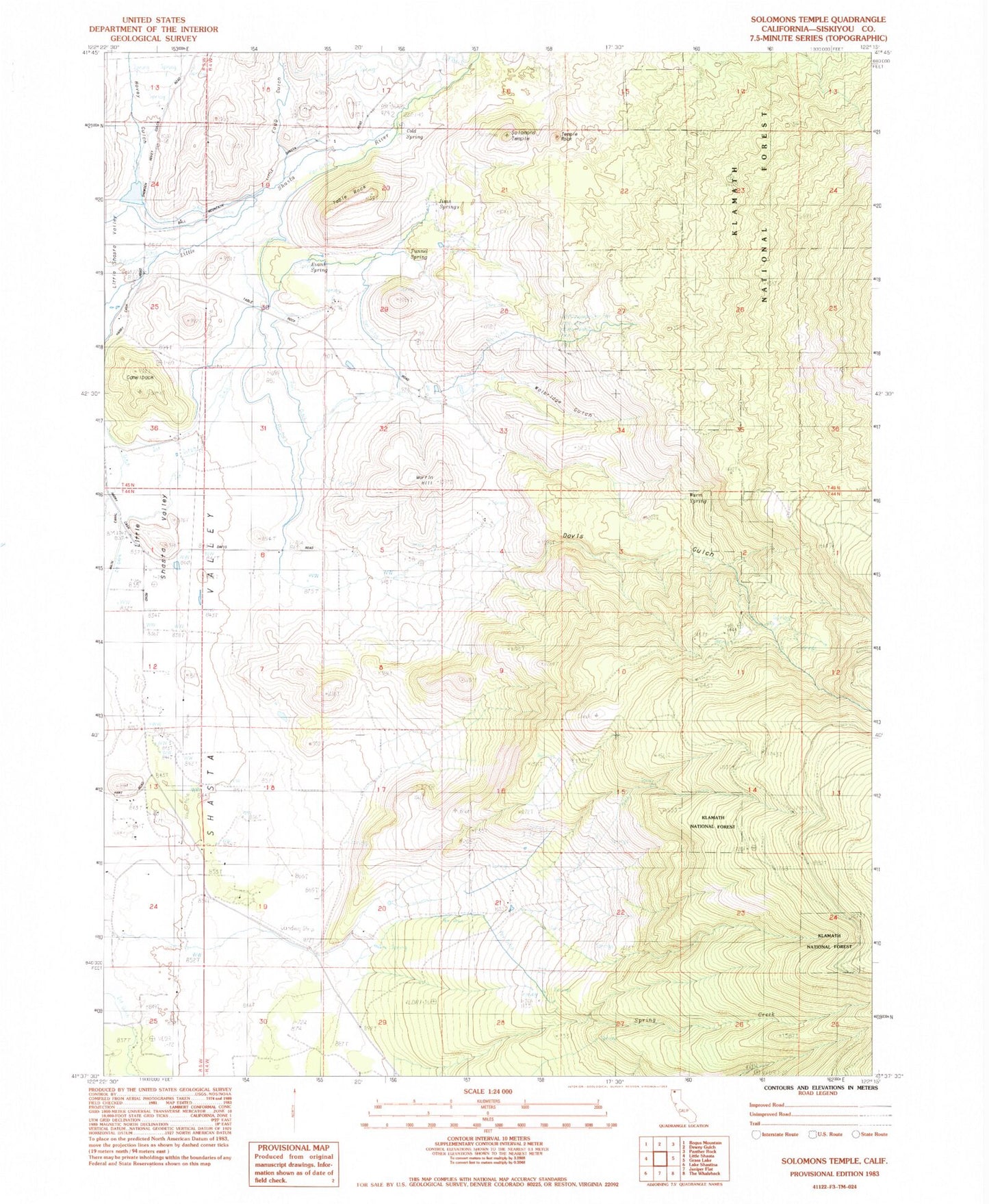 Classic USGS Solomons Temple California 7.5'x7.5' Topo Map Image