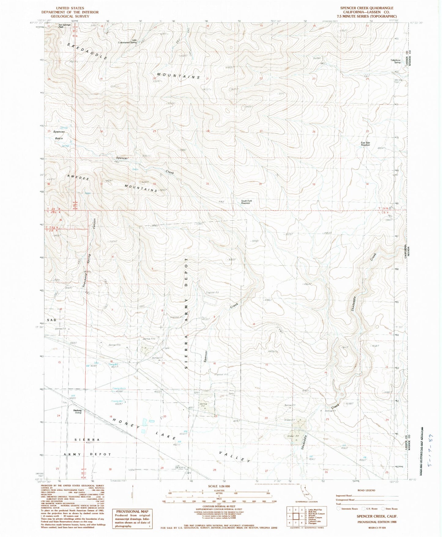 Classic USGS Spencer Creek California 7.5'x7.5' Topo Map Image