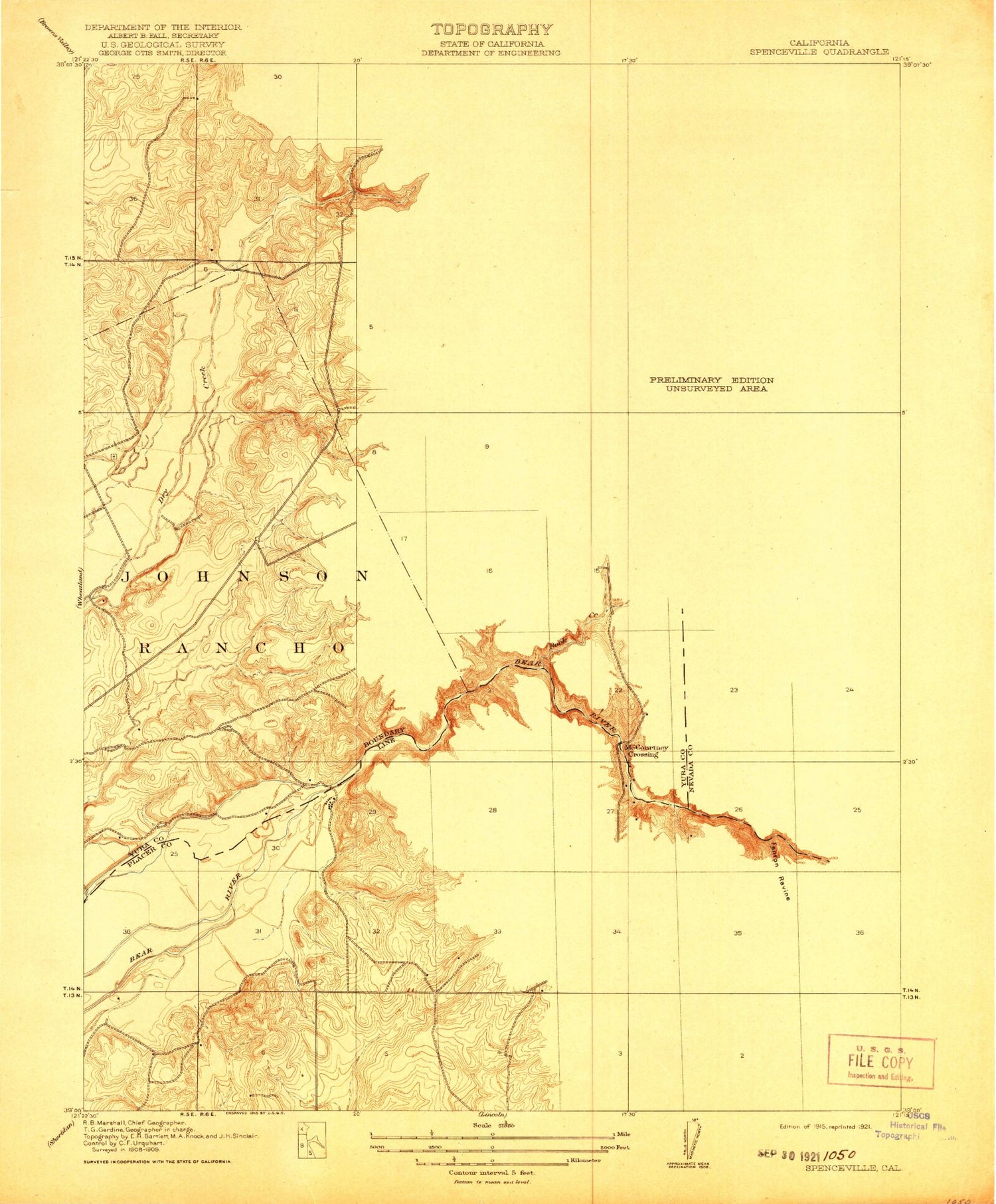 Classic USGS Camp Far West California 7.5'x7.5' Topo Map Image